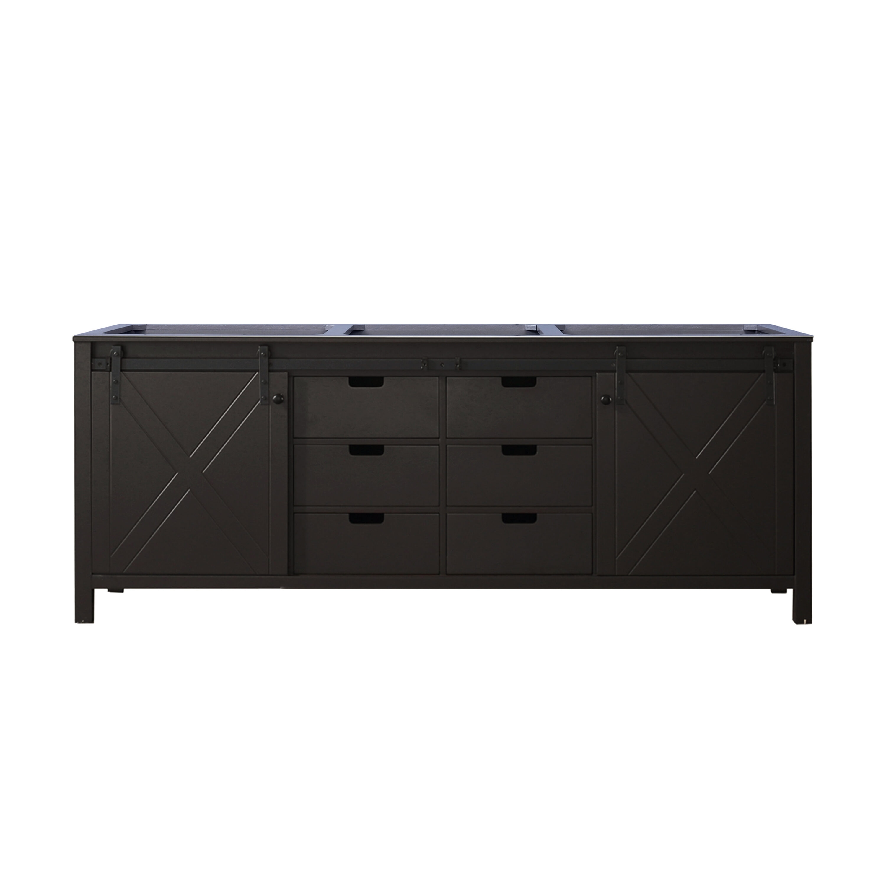Marsyas 84" Brown Freestanding Vanity Cabinet with Barn Doors