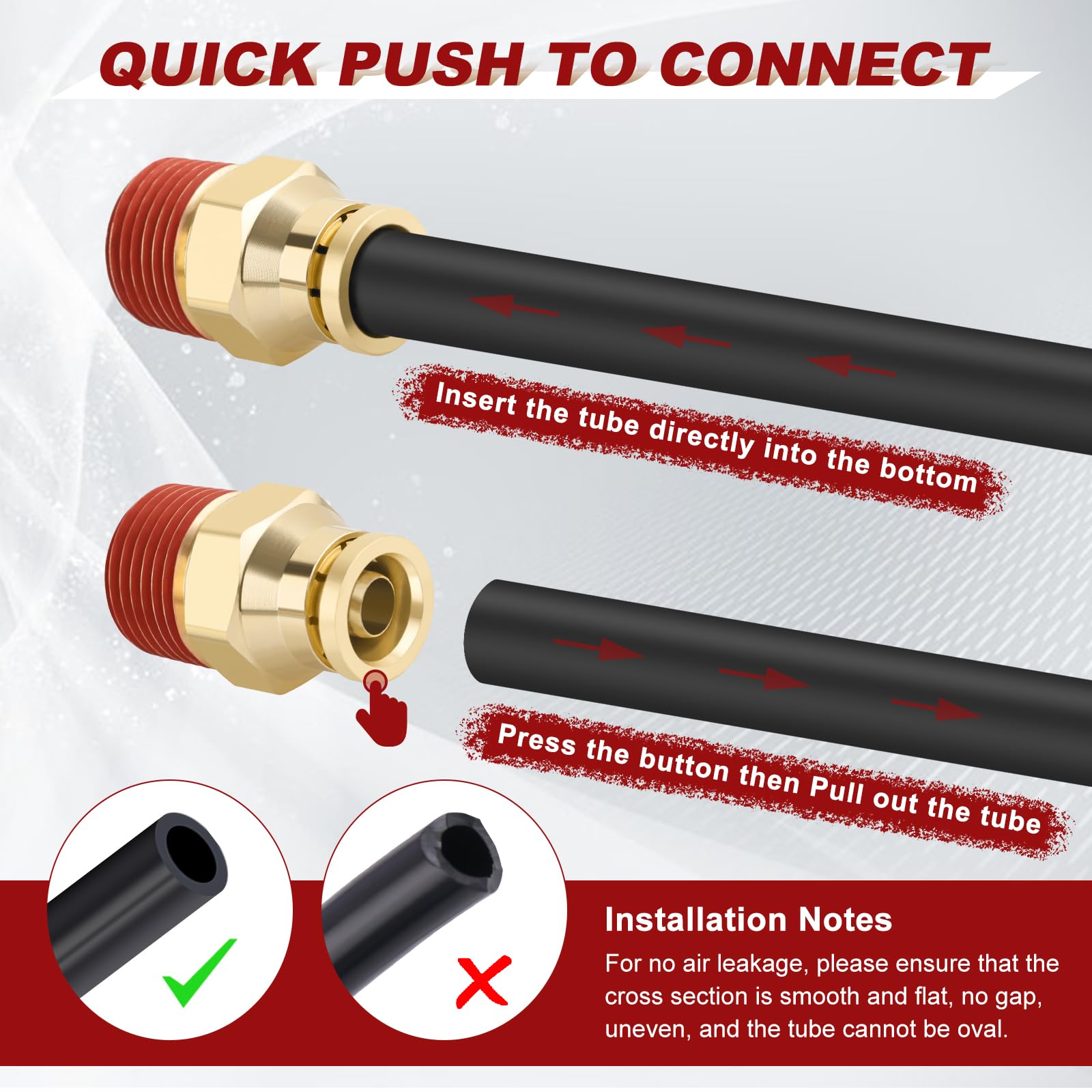 Phyfalip 1 4 Quick Push to Connect Fittings Brass Male Straight and ...