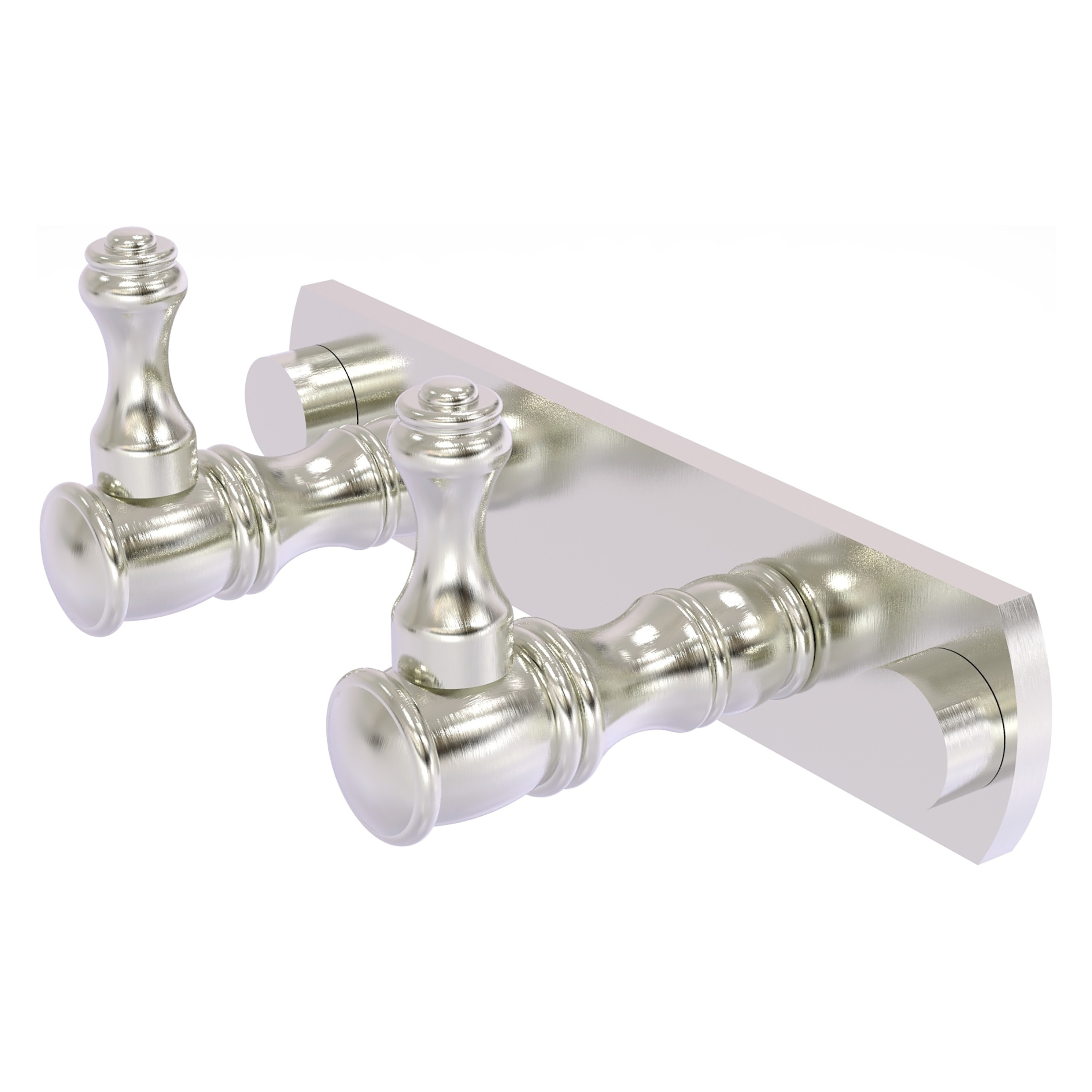 Allied Brass CL-20-2-SN Carolina Satin Nickel Double -Hook Wall mount Towel Hook
