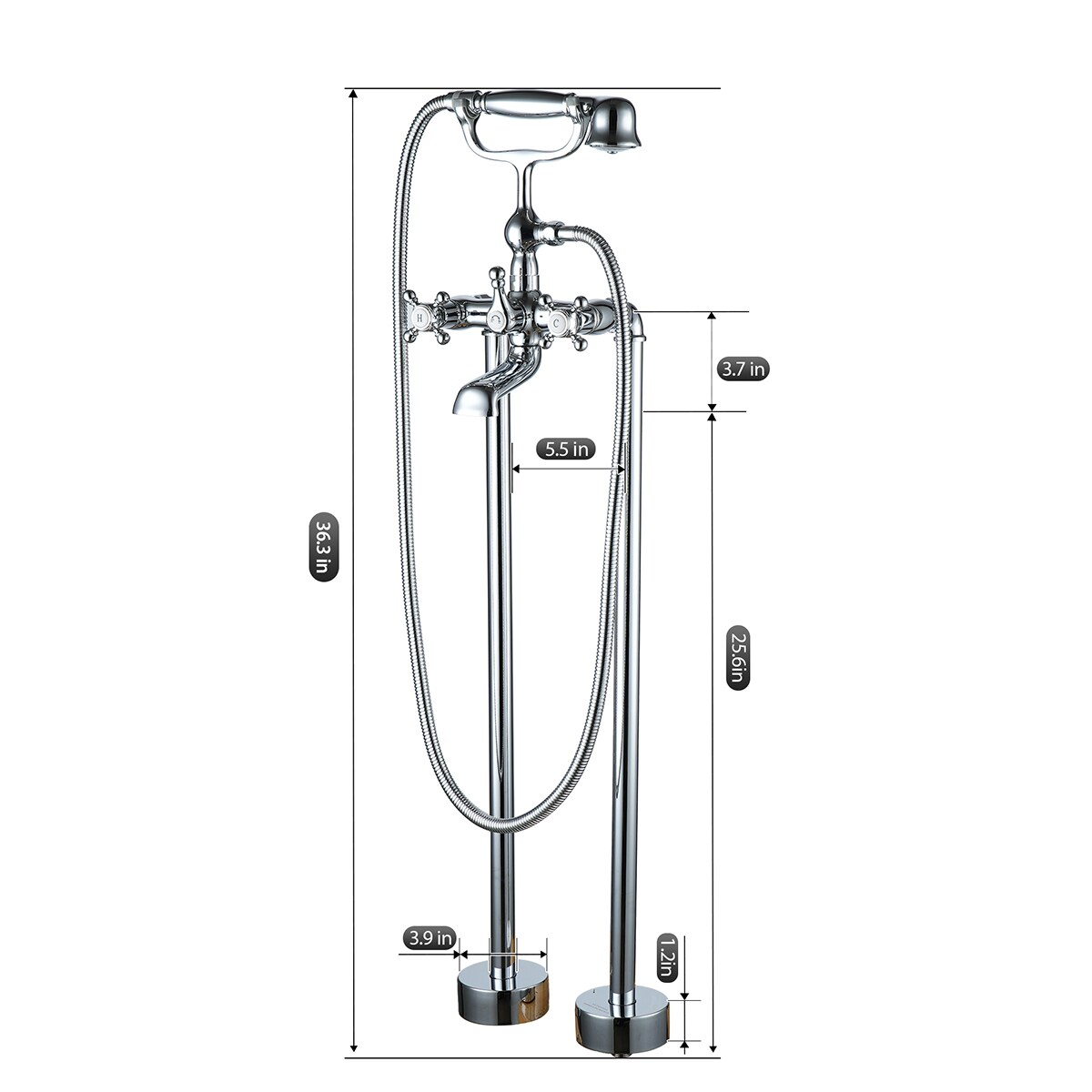 Mondawe AM-S125C-CH Roman-Tub-Faucets - View #7