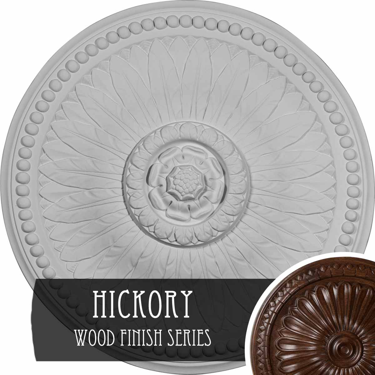 Ekena Millwork CM19BIHIS Bailey 18.125-in W x 18.125-in L Hickory Polyurethane Ceiling Medallion