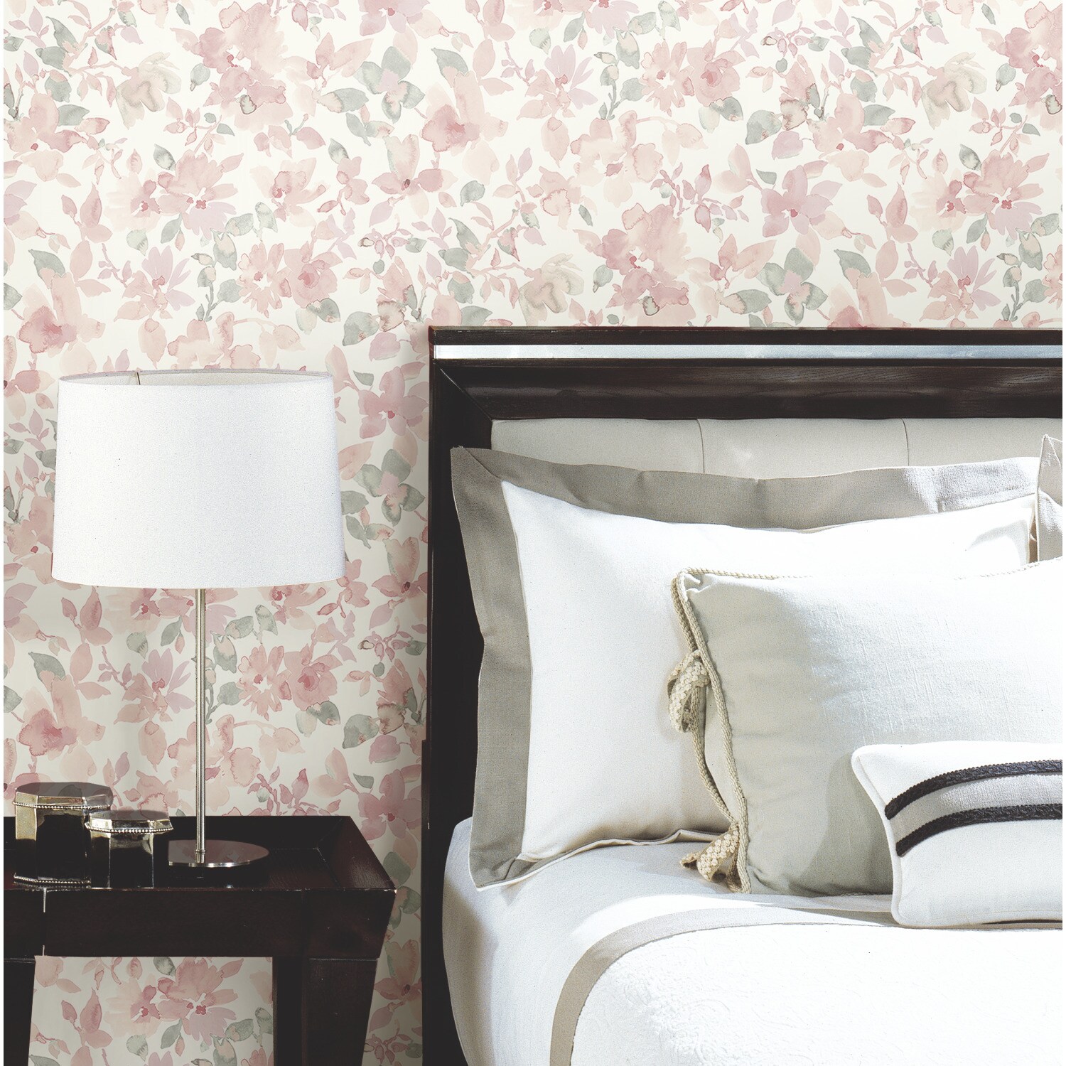 Roommates 2818 Sq Ft Pink Vinyl Floral Self Adhesive Peel And Stick Wallpaper In The Wallpaper 