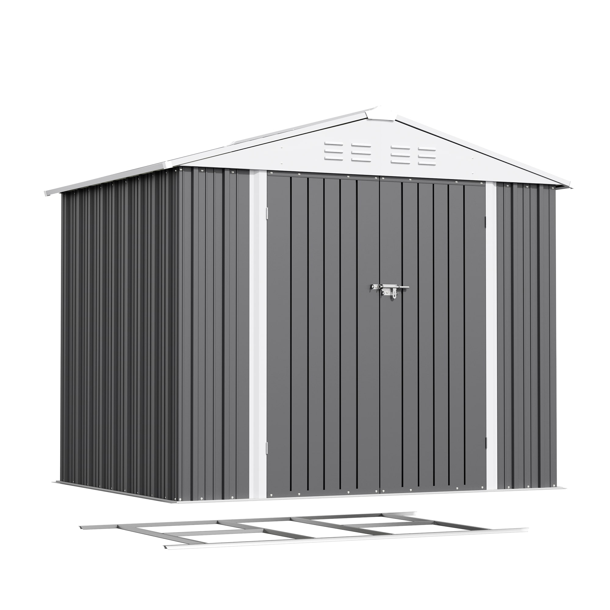 Patiowell - 8-ft x 6-ft Metal Storage Shed Galvanized steel Metal Storage Shed