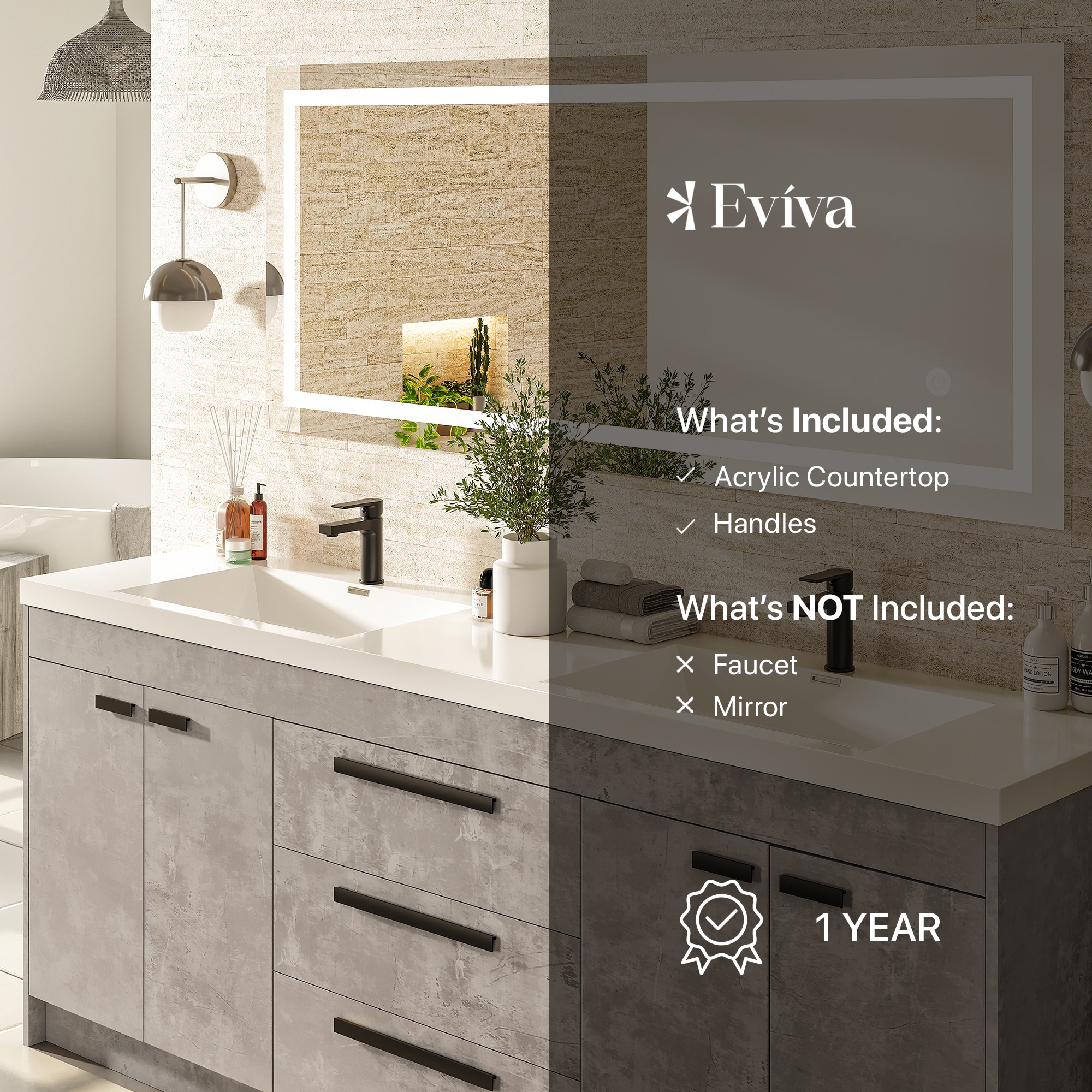 Eviva EVVN1900-8-84CGR Bath-Vanity-Combo - View #7