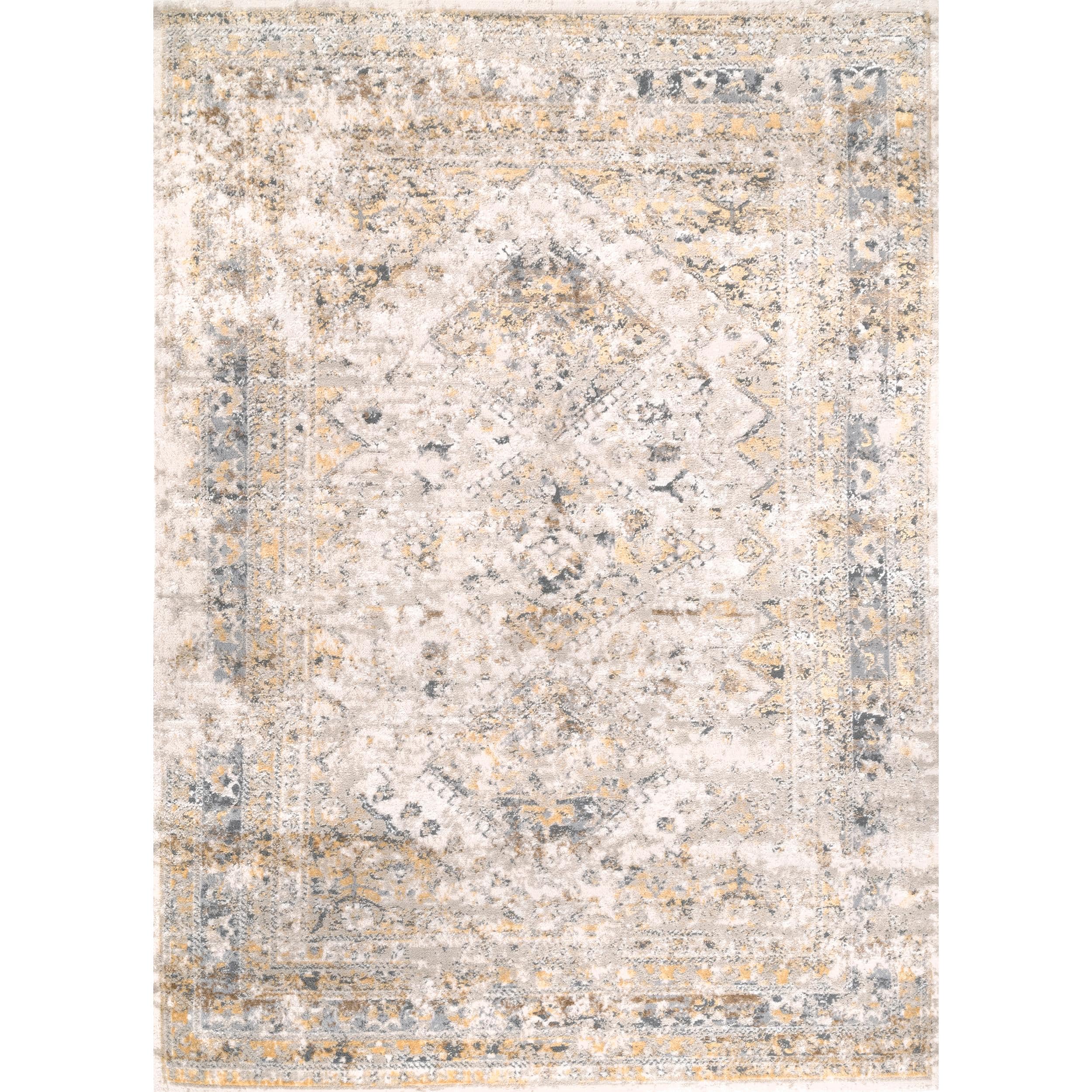 nuLOOM CFDR05B-O406 Shaunte 4 x 6 (ft) Loomed Polypropylene Gold Oval Indoor Medallion Area rug