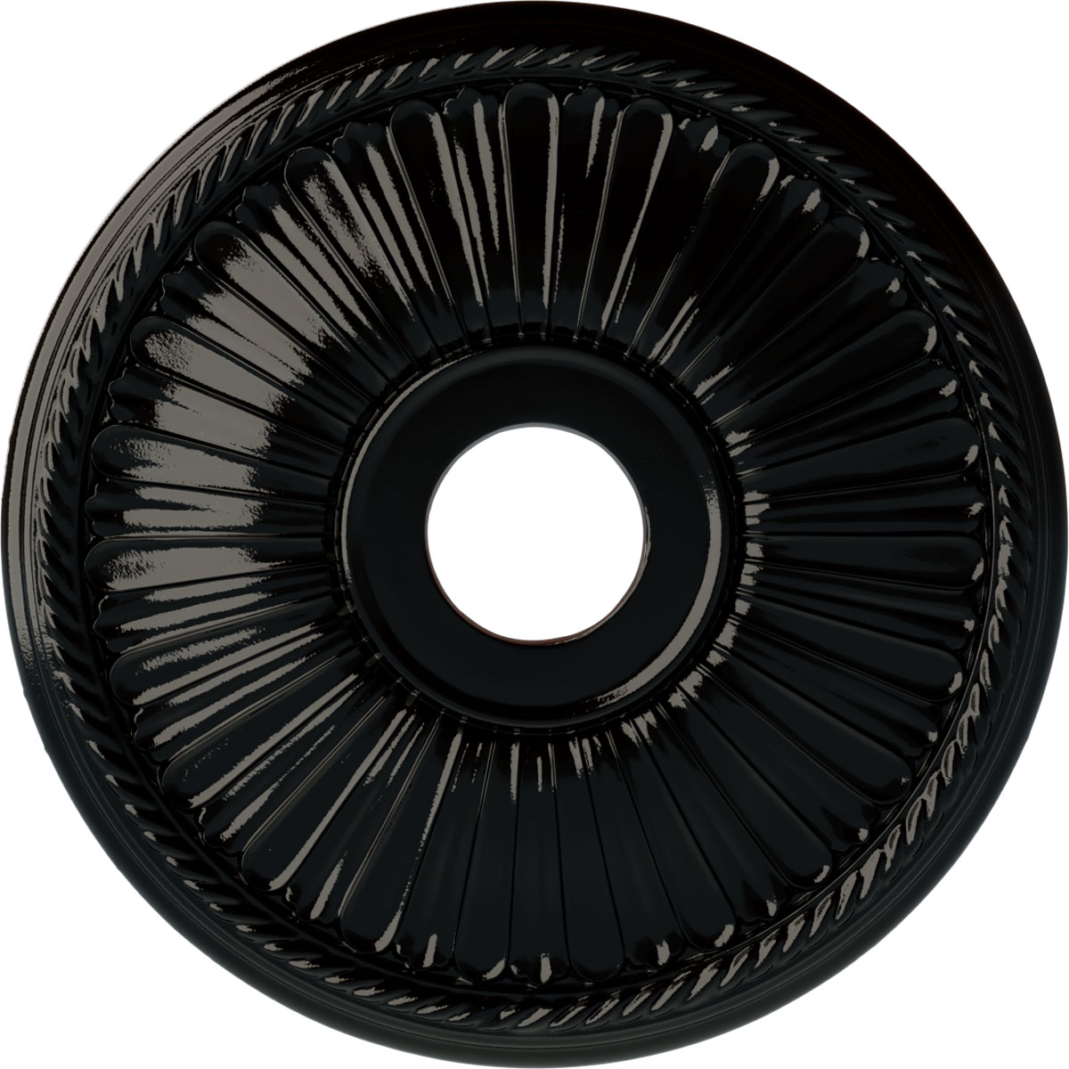 Ekena Millwork CM20BE1BPS Berkshire 20.125-in W x 20.125-in L Painted Black Pearl Polyurethane Whole Ceiling Medallion