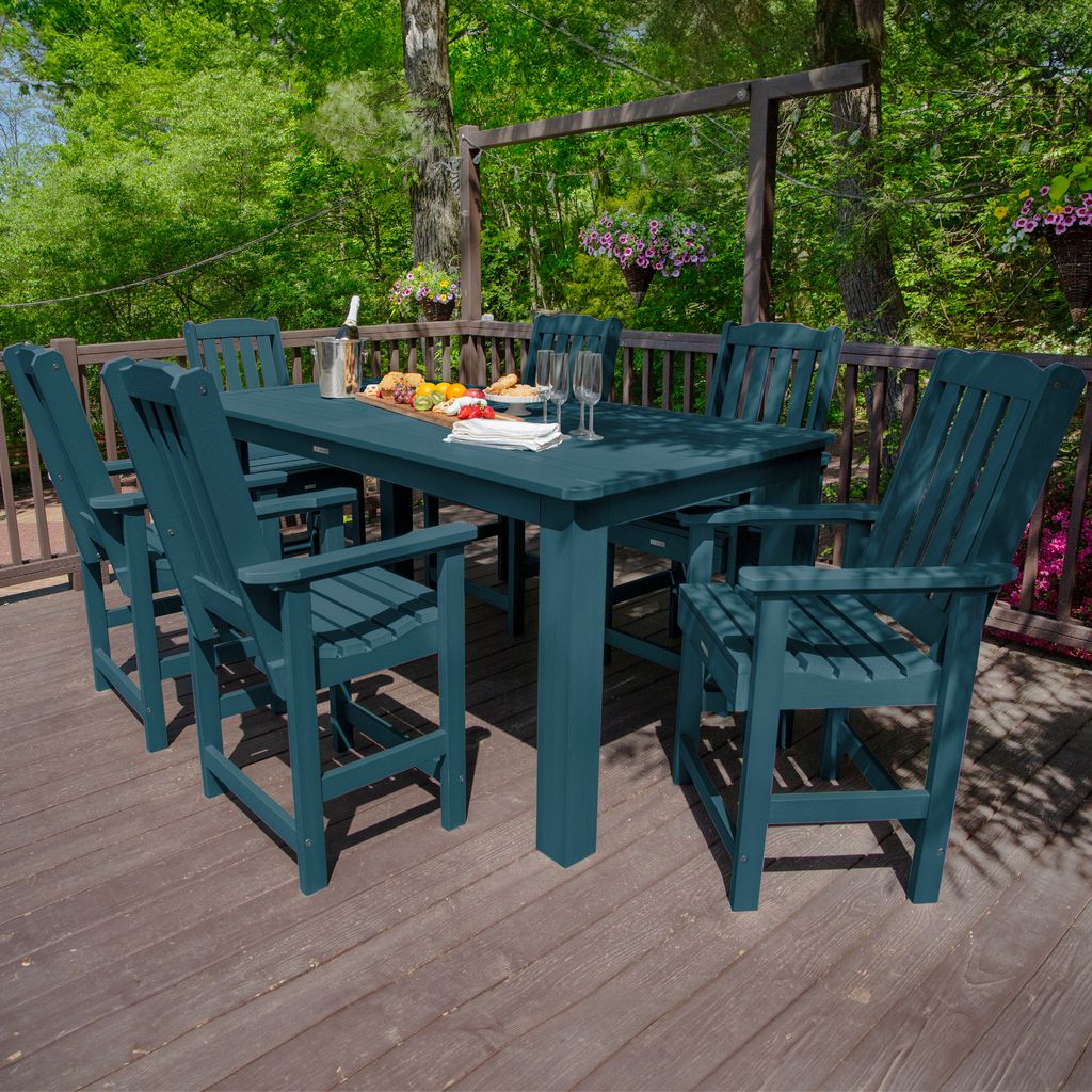 highwood AD-ST7LH2CO5BA-NBE The Lehigh 7-Piece Blue Bar Height Patio Set