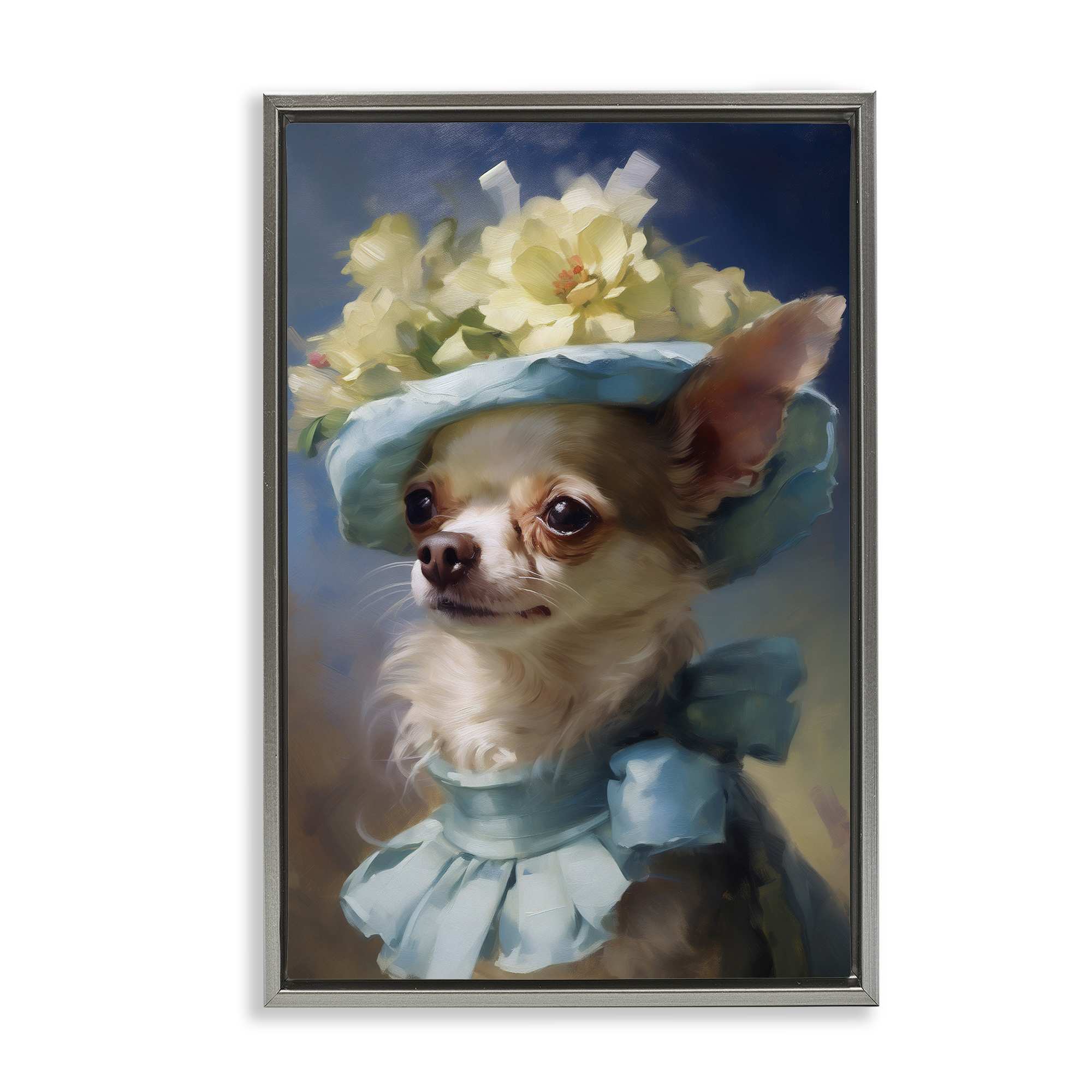 Stupell Industries BS-959-FFL-20X30 Dog with Fashionable Hat Gray Framed Floater Canvas Wall Art By Wumples 21 x 31