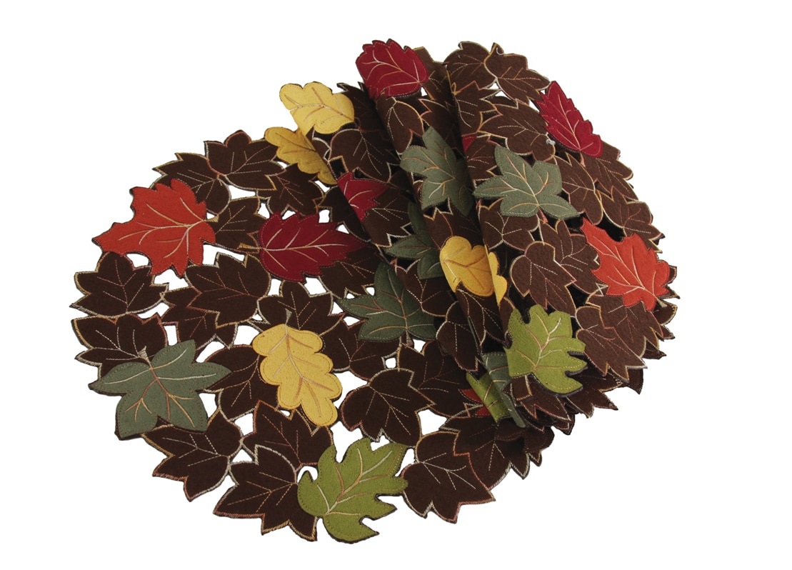 XIA Home Fashions XD149911600 16-Inches Leaves Tabletop decoration Placemat 4 -Pack