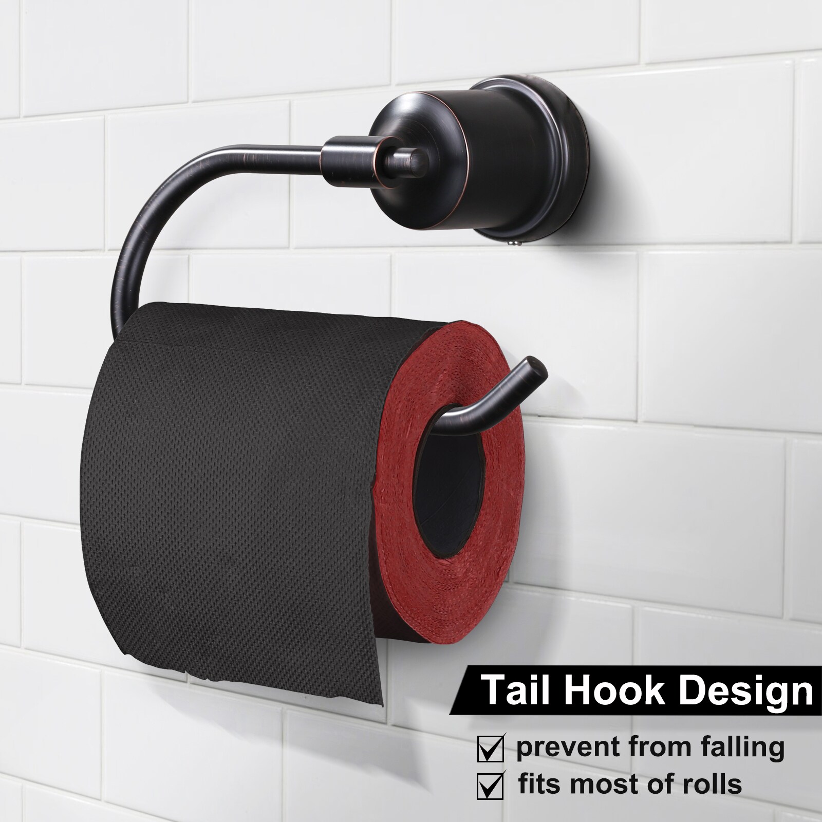 WOWOW Bathroom Toilet Paper Holder, 304 Stainless Steel Bath Toilet Tissue Holder Wall Mount, Matte Black