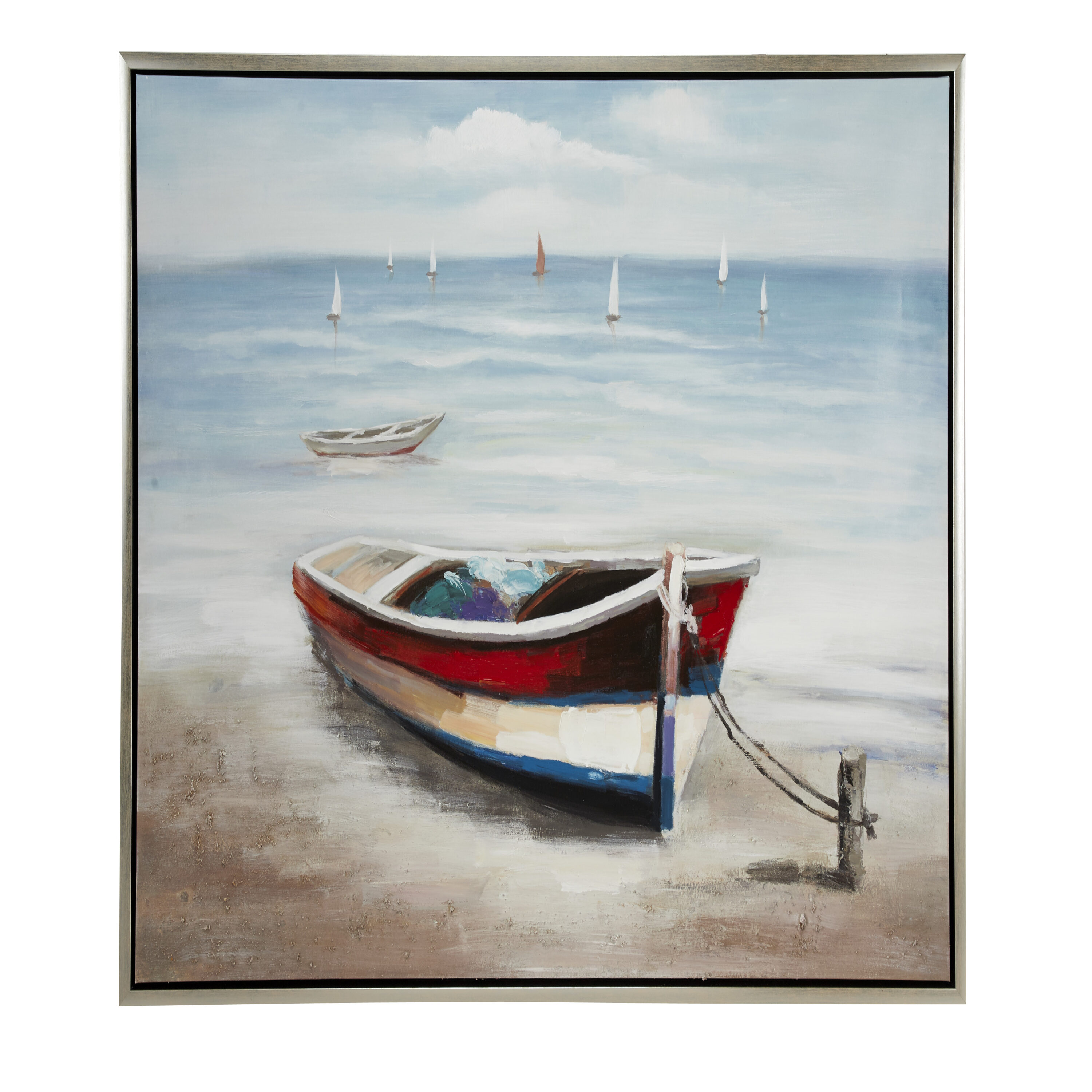 Multi Colored Nautical Acrylic Canvas Framed Wall Art