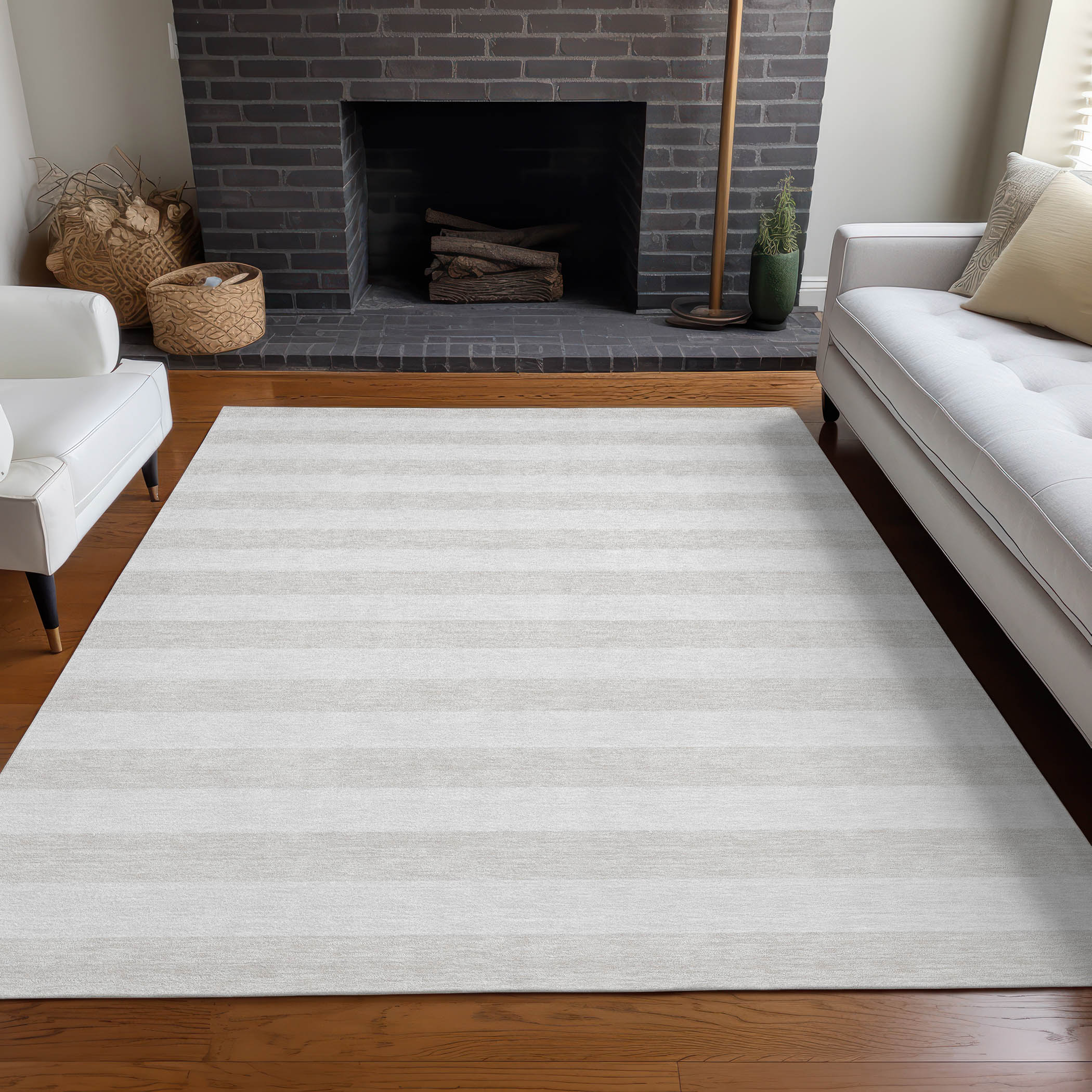 Addison Rugs ACN528IV30X46 Chantille ACN528IV 2 x 3 (ft) Polyester Ivory Rectangular Indoor/Outdoor Stripe Machine washable Area rug