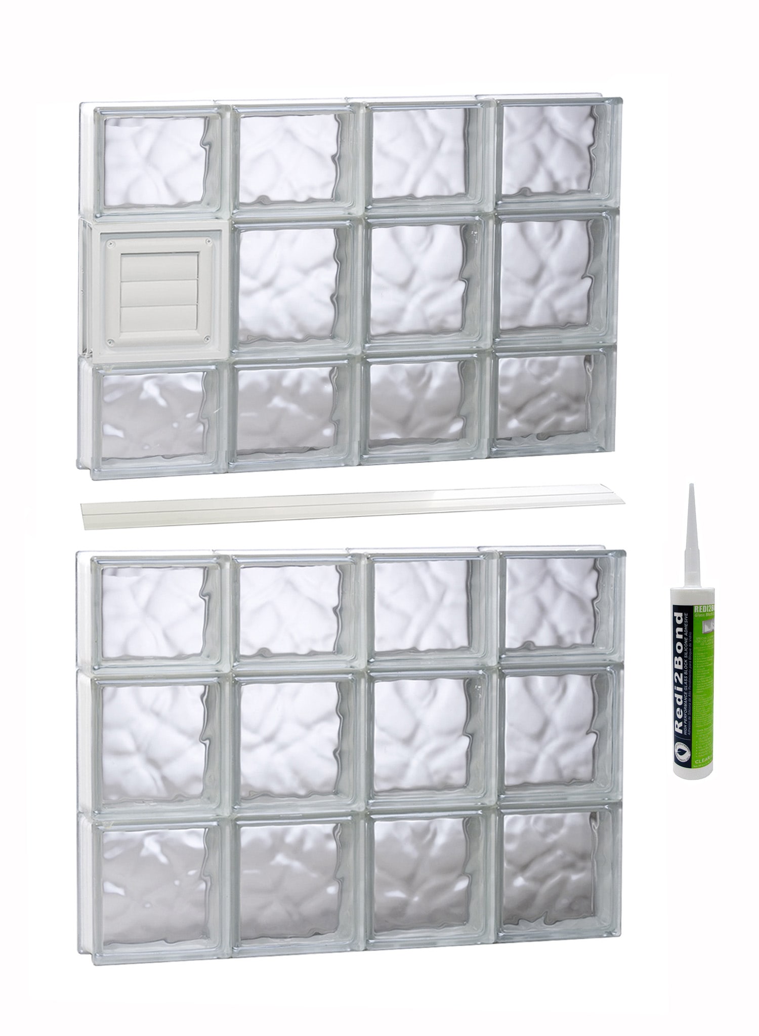 REDI2SET D3242DC Wavy Glass 31-in x 40-1/2-in Frameless Replacement Dryer vent Glass Block Window