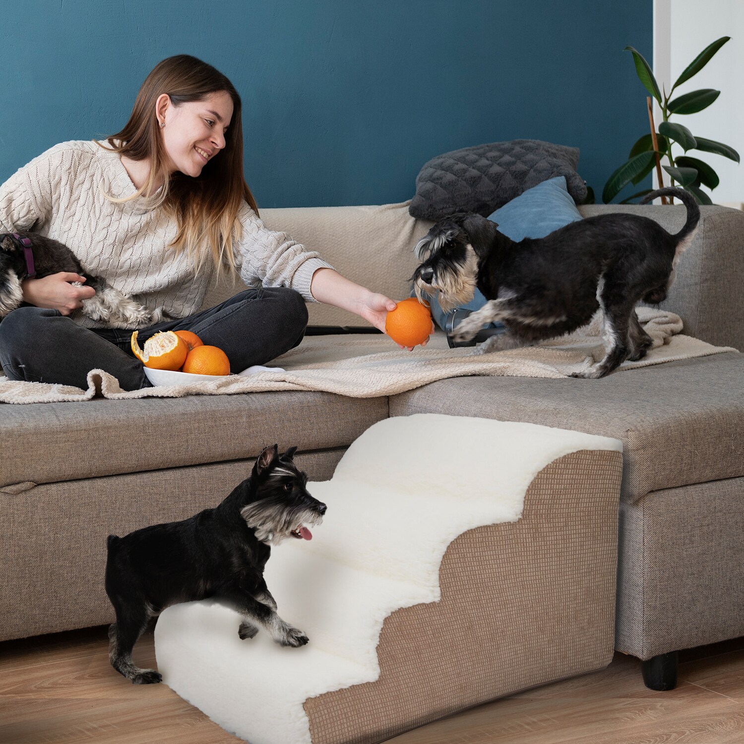 Camel Sherpa Top High Density Foam Pet Steps