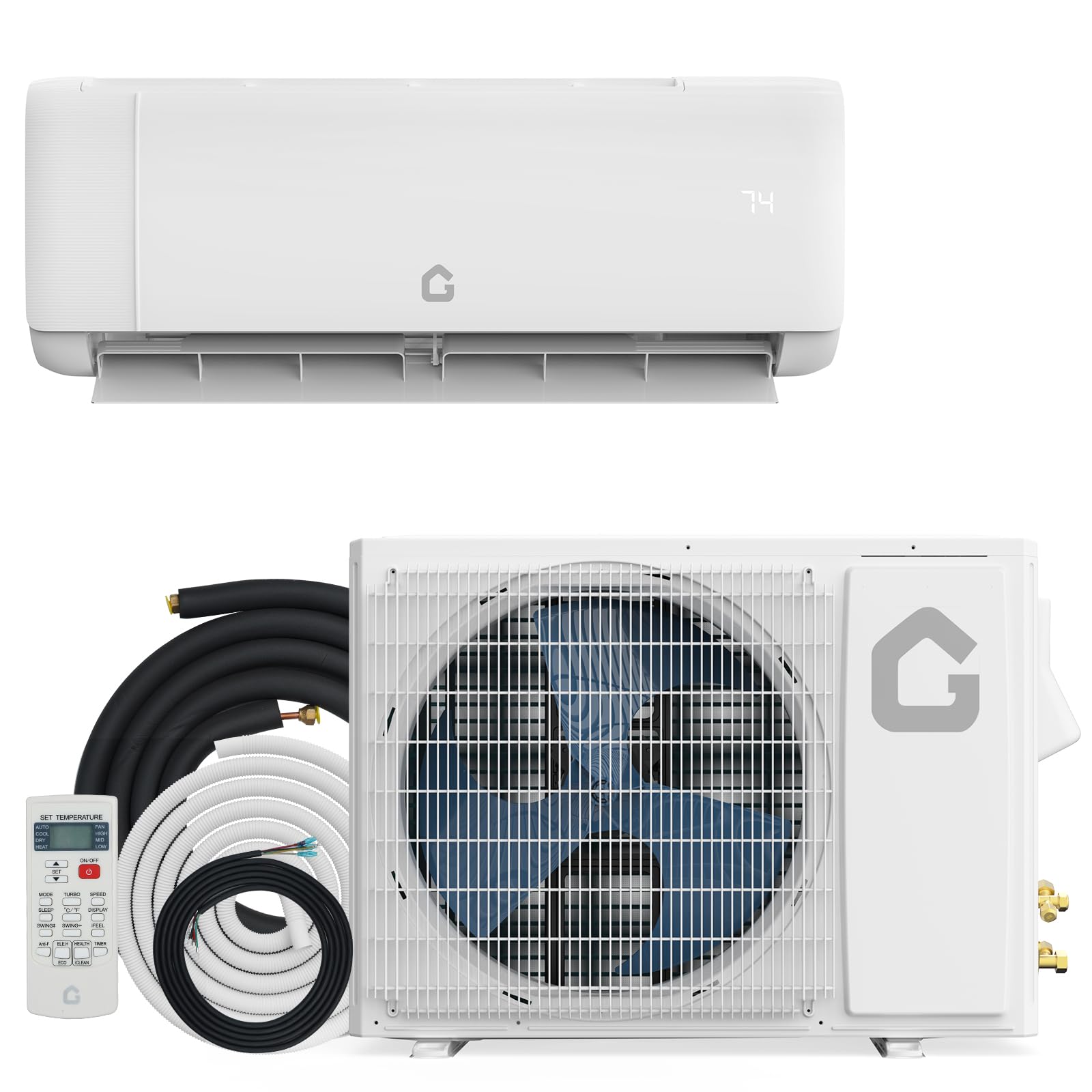 IdealHouse 12000 BTU Ductless Mini Split Air Conditioner with Heat Pump 22 SEER2 Inverter 230V Alexa Voice Control Covers 750 Sq Ft Wall Mounted White US Standard