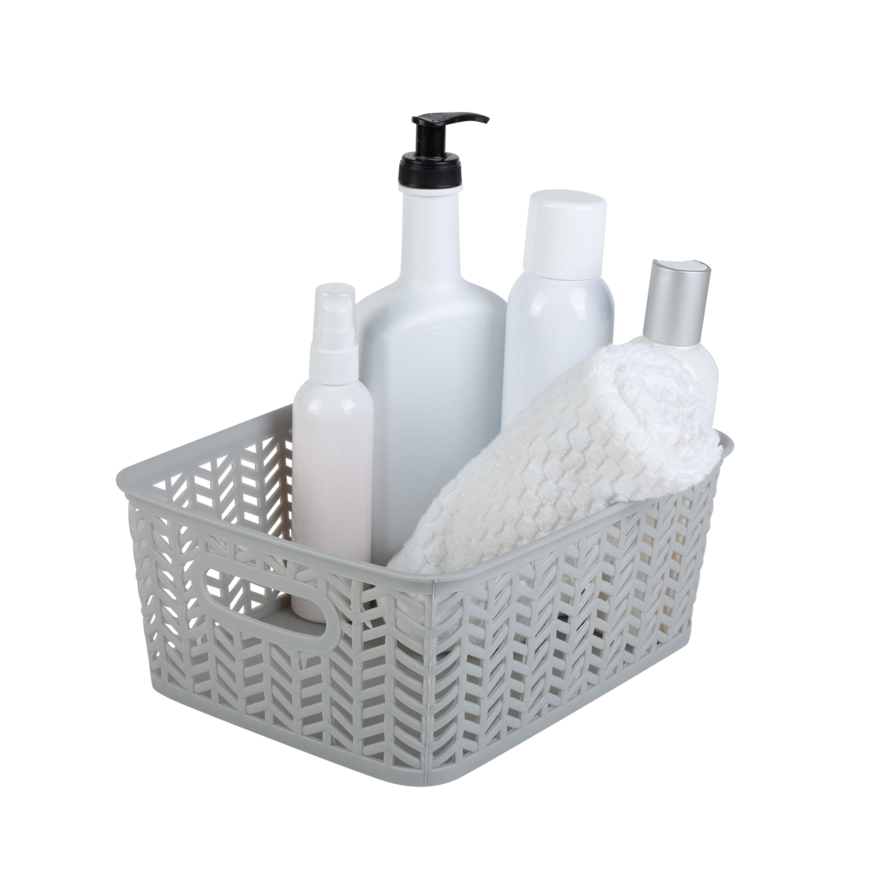 Simplify 3 Pack Small Herringbone Plastic Storage Basket In Grey 