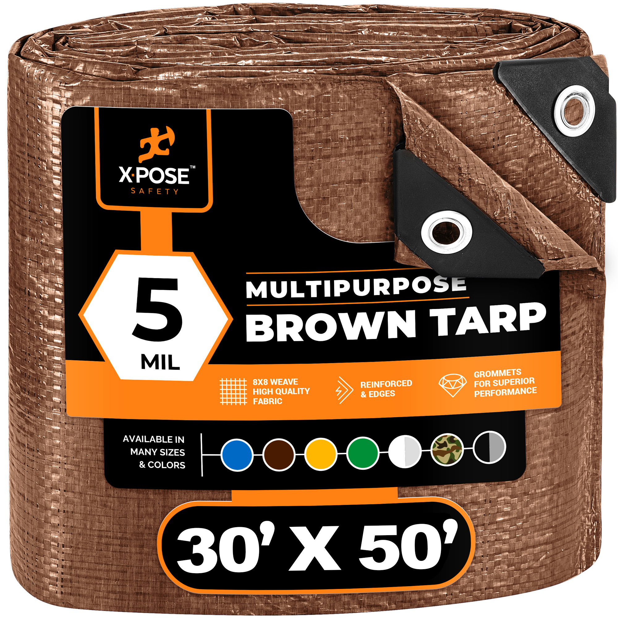 XPOSE SAFETY BRT-3050-X 30-ft x 50-ft Brown Water resistant Commercial Polyethylene 5-mil Tarp