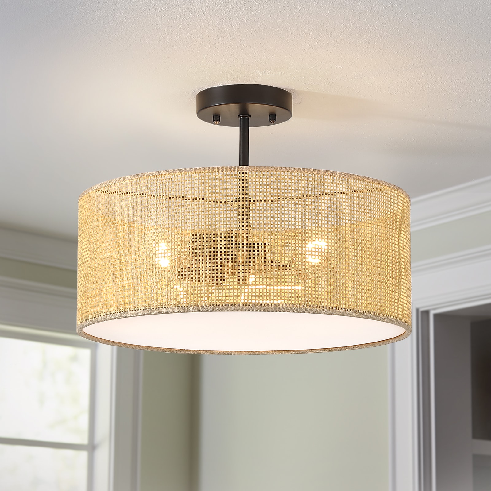 True Fine 90086FL Astory 3 -Light 16-in Matte Black Indoor/Outdoor Semi Flush Mount Light