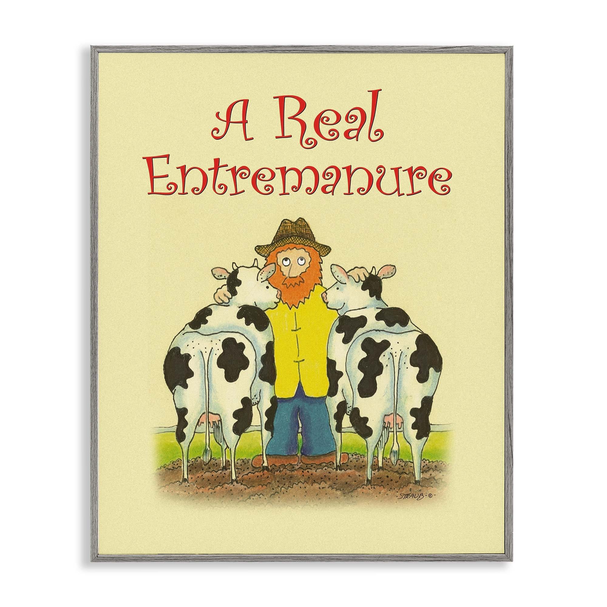 Stupell Industries BT-031-GFF-11X14 Vintage A Real Entremanure Gray Framed Giclee Art By Roger Straub 11 x 14