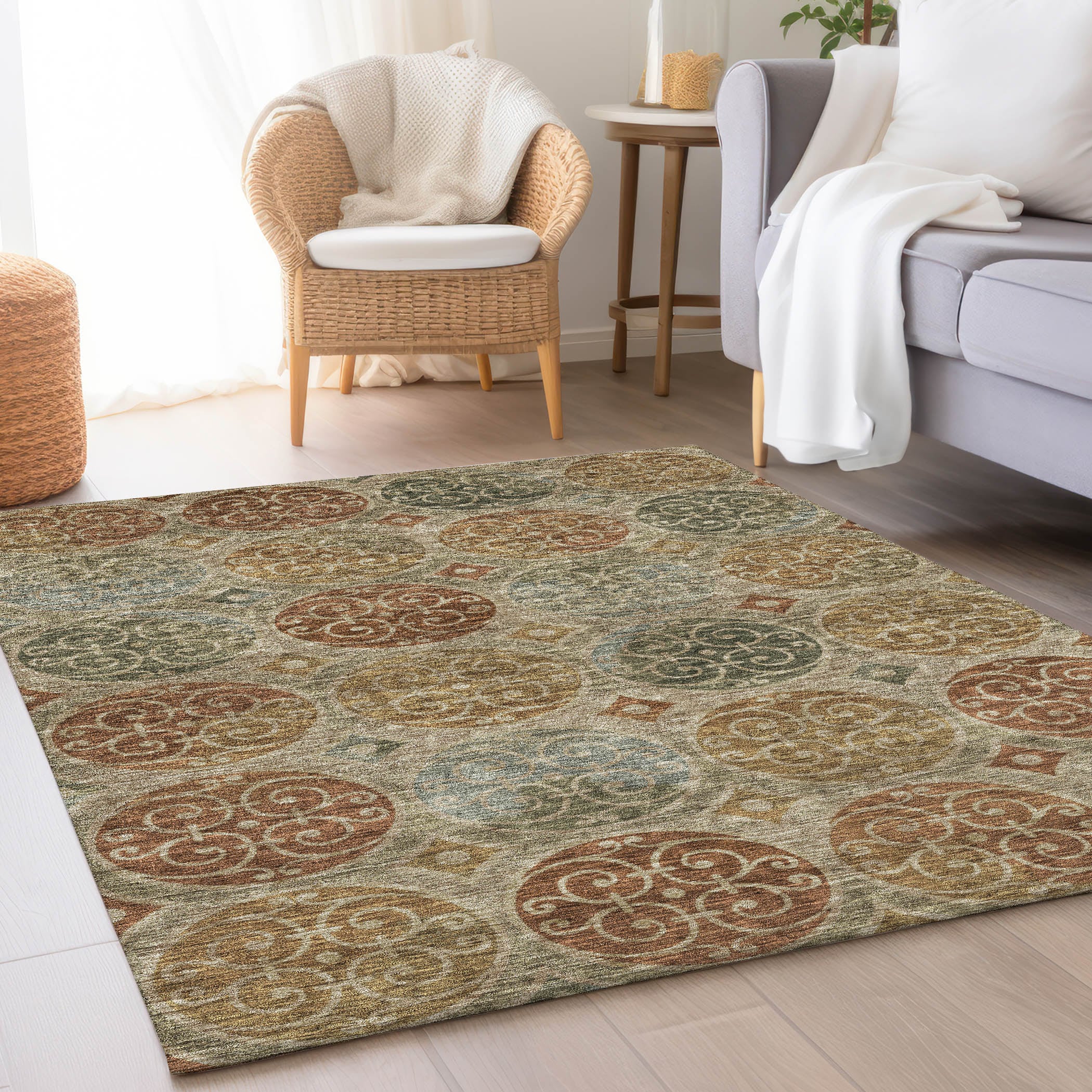 Addison Rugs ACN738TP8X10 Chantille ACN738TP 8 x 10 (ft) Polyester Taupe Rectangular Indoor/Outdoor Geometric Machine washable Area rug