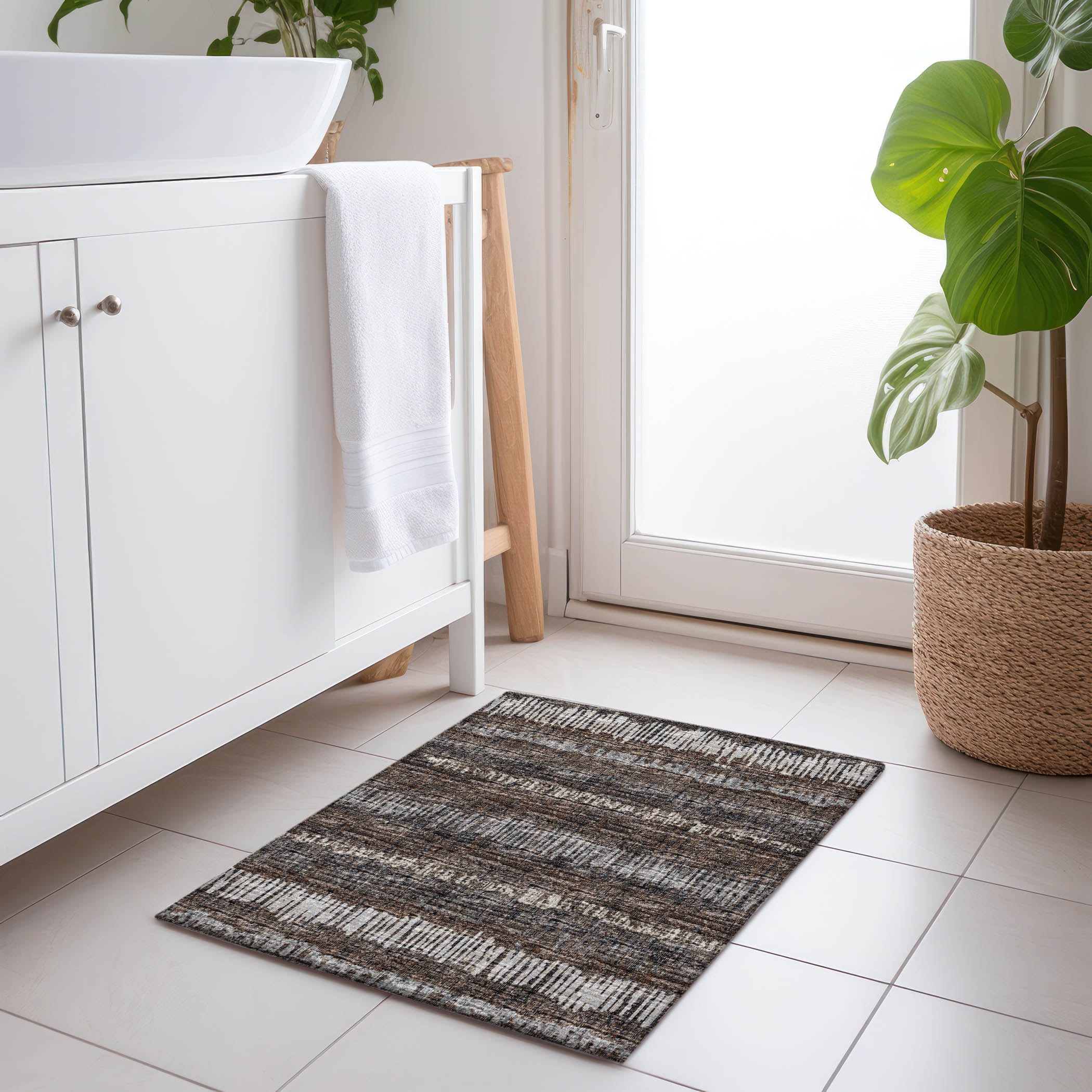 Addison Rugs AMF37BR20X30 Mayfield AMF37BR 2 x 3 (ft) Loomed Polyester Brown Rectangular Indoor Abstract Machine washable Area rug