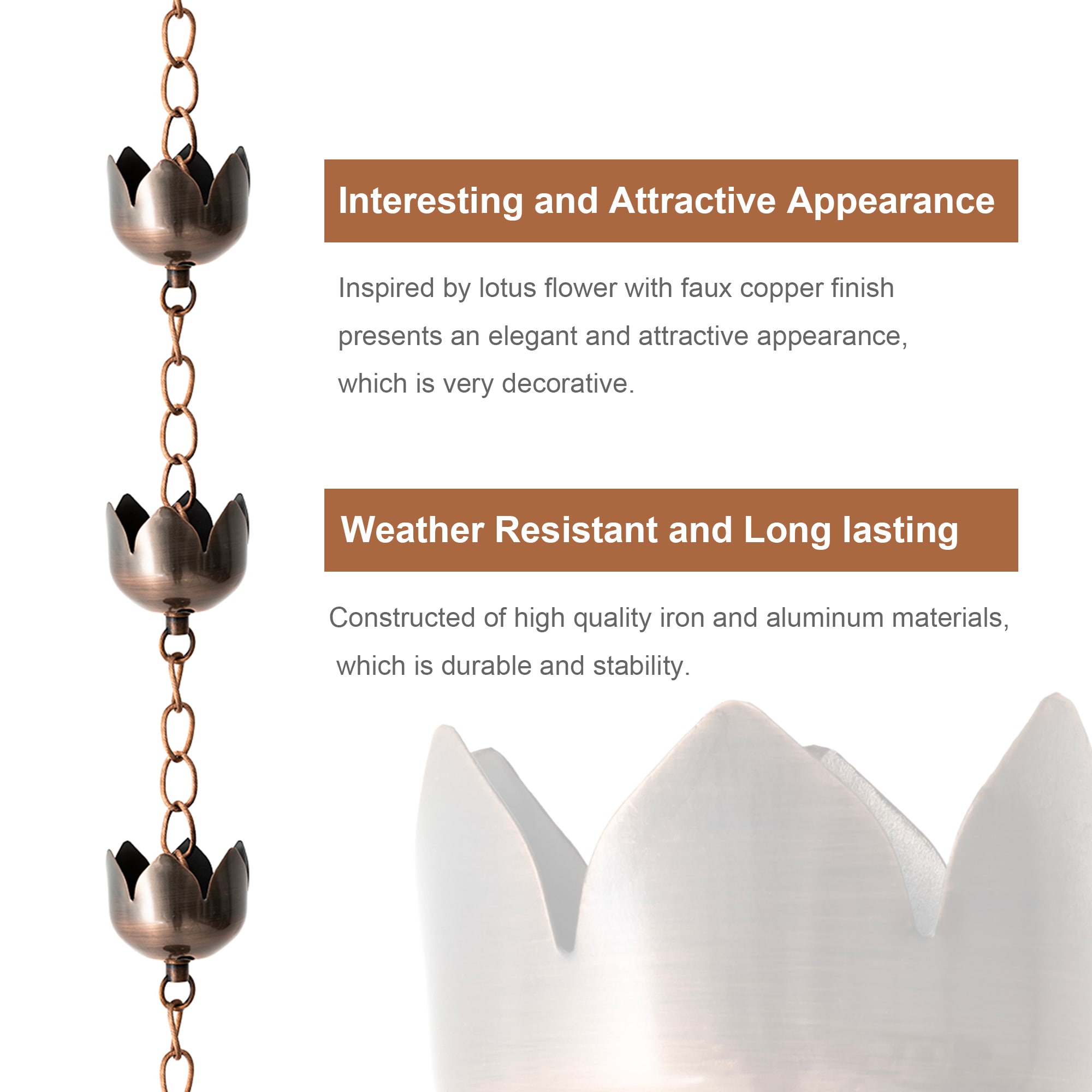 Glitzhome 2037800001 Rain-Chains - View #6