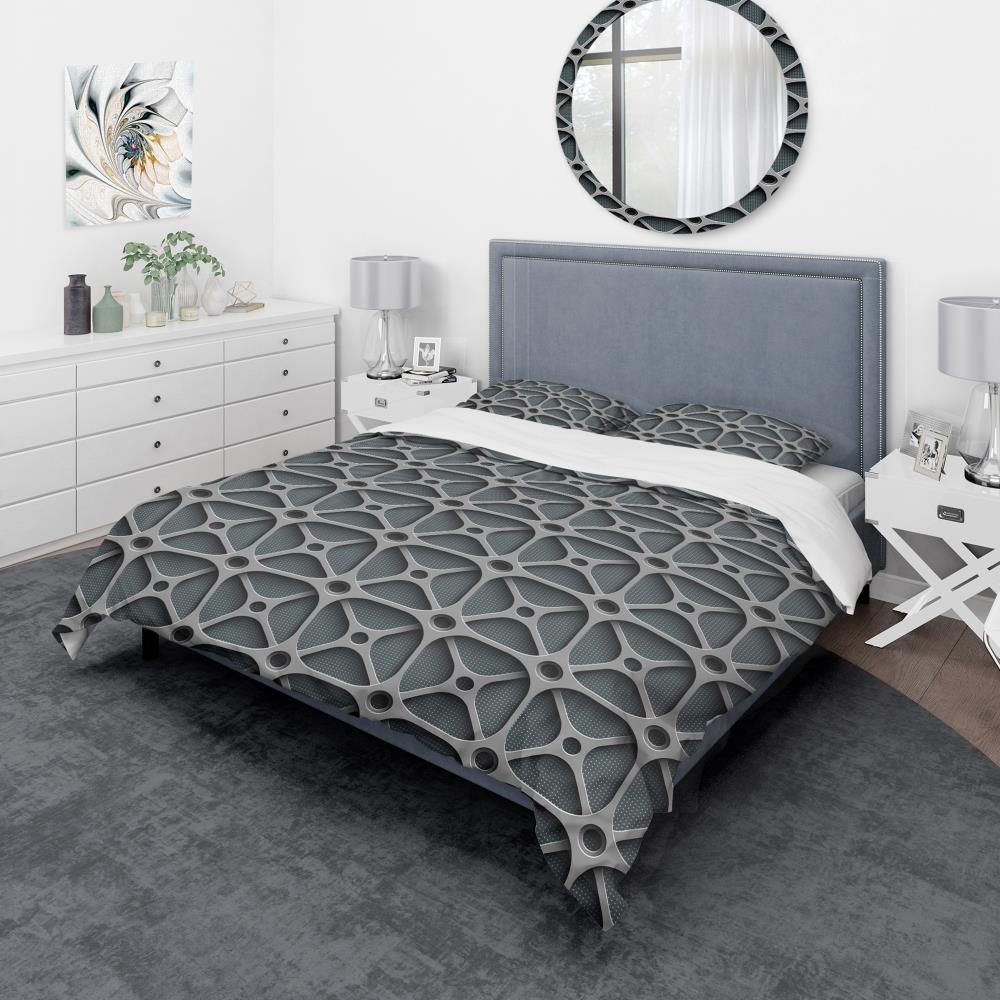 Designart BED19251-T 3 -Piece Grey and Silver Twin Duvet cover Set