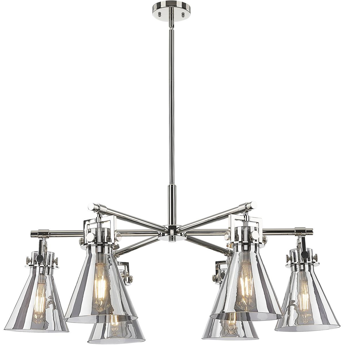 Innovations Lighting - 411-6CR-PN-G411-7SM Newton Cone Chandelier Polished Nickel