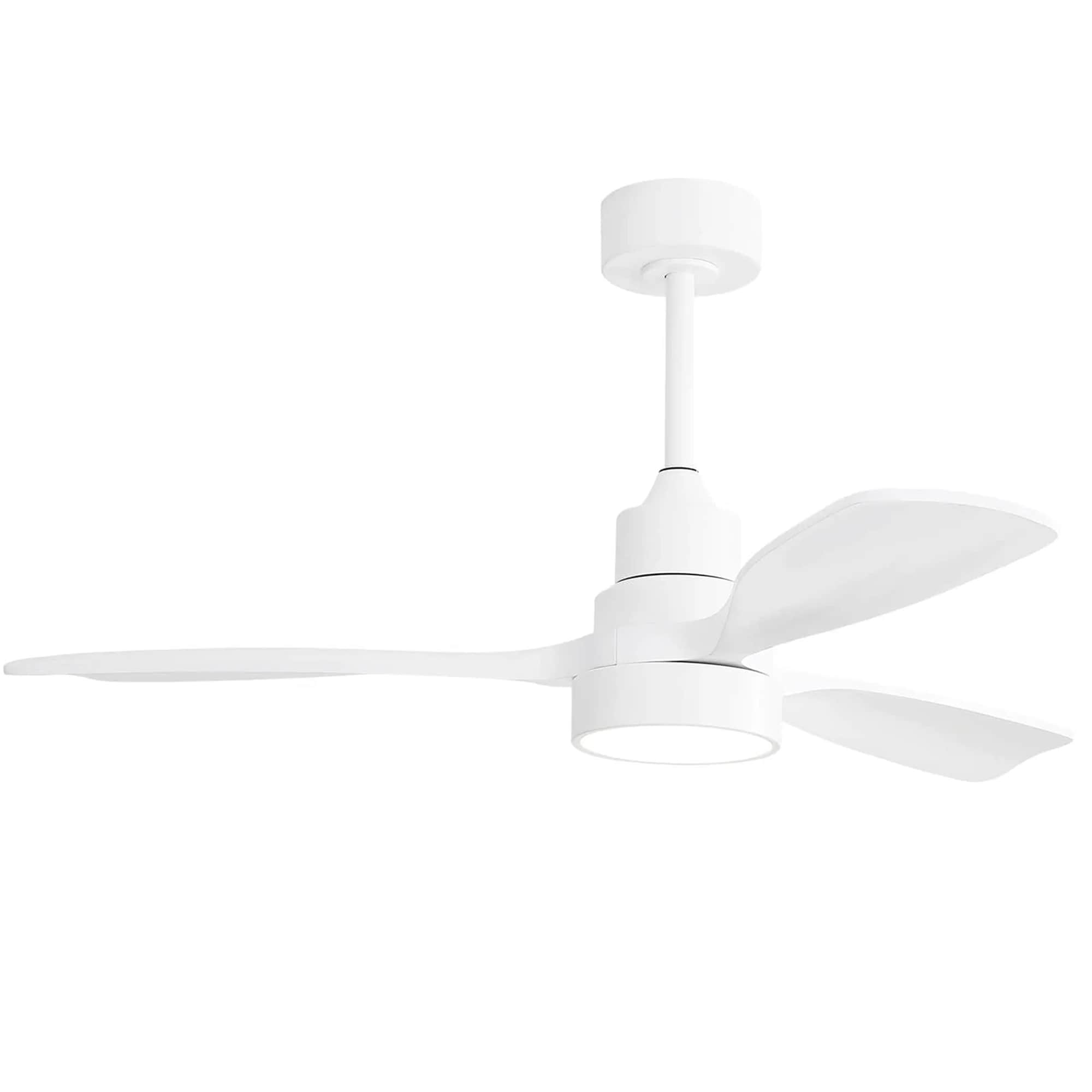 Bybafun YD1300011 48-in Color-Changing Integrated LED Outdoor White with Wood Blades Ceiling Fan With Light - Remote Included ( 3 -Blade )