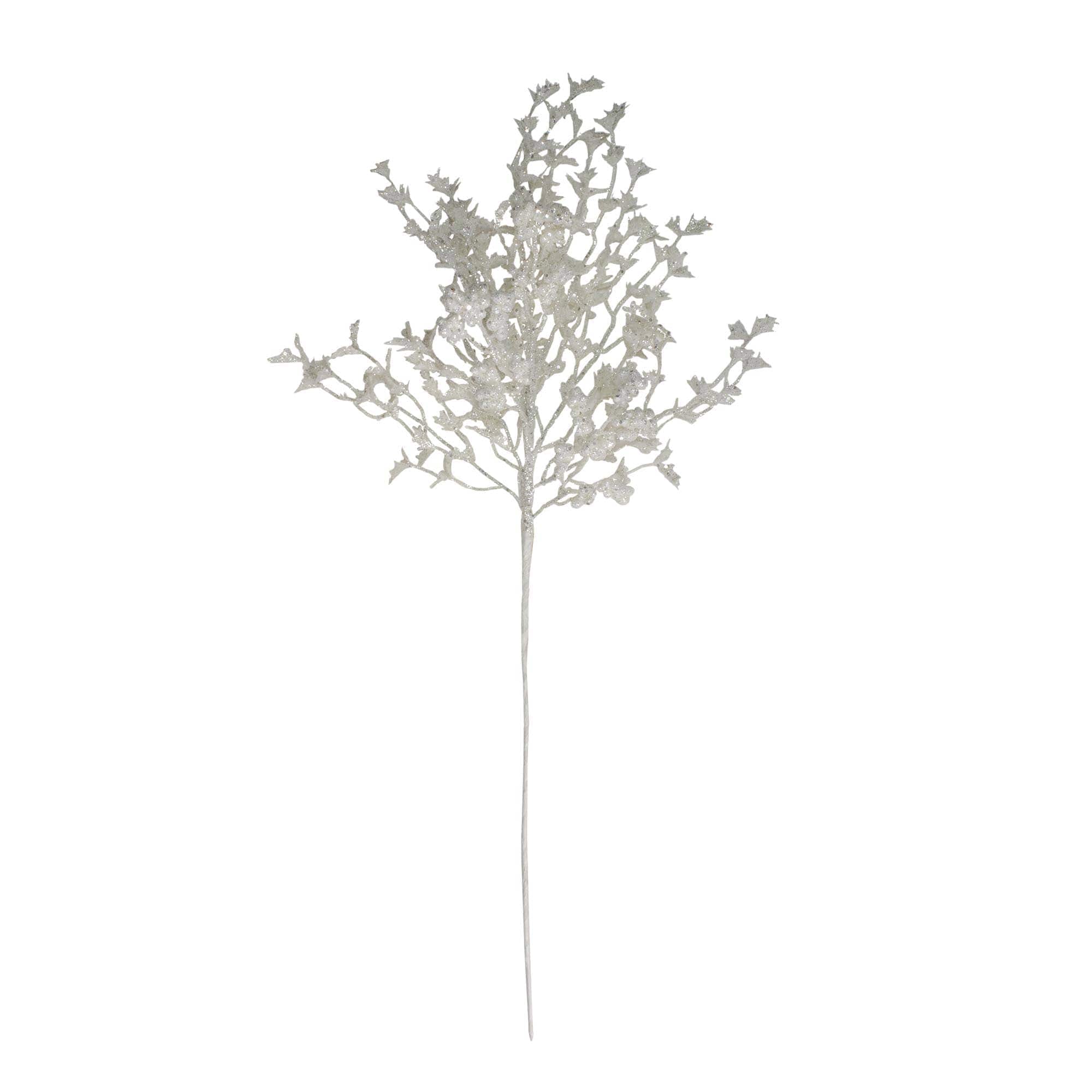 Northlight - 26 inch White Glittered Holly Leaves and Berries Artificial Christmas Spray