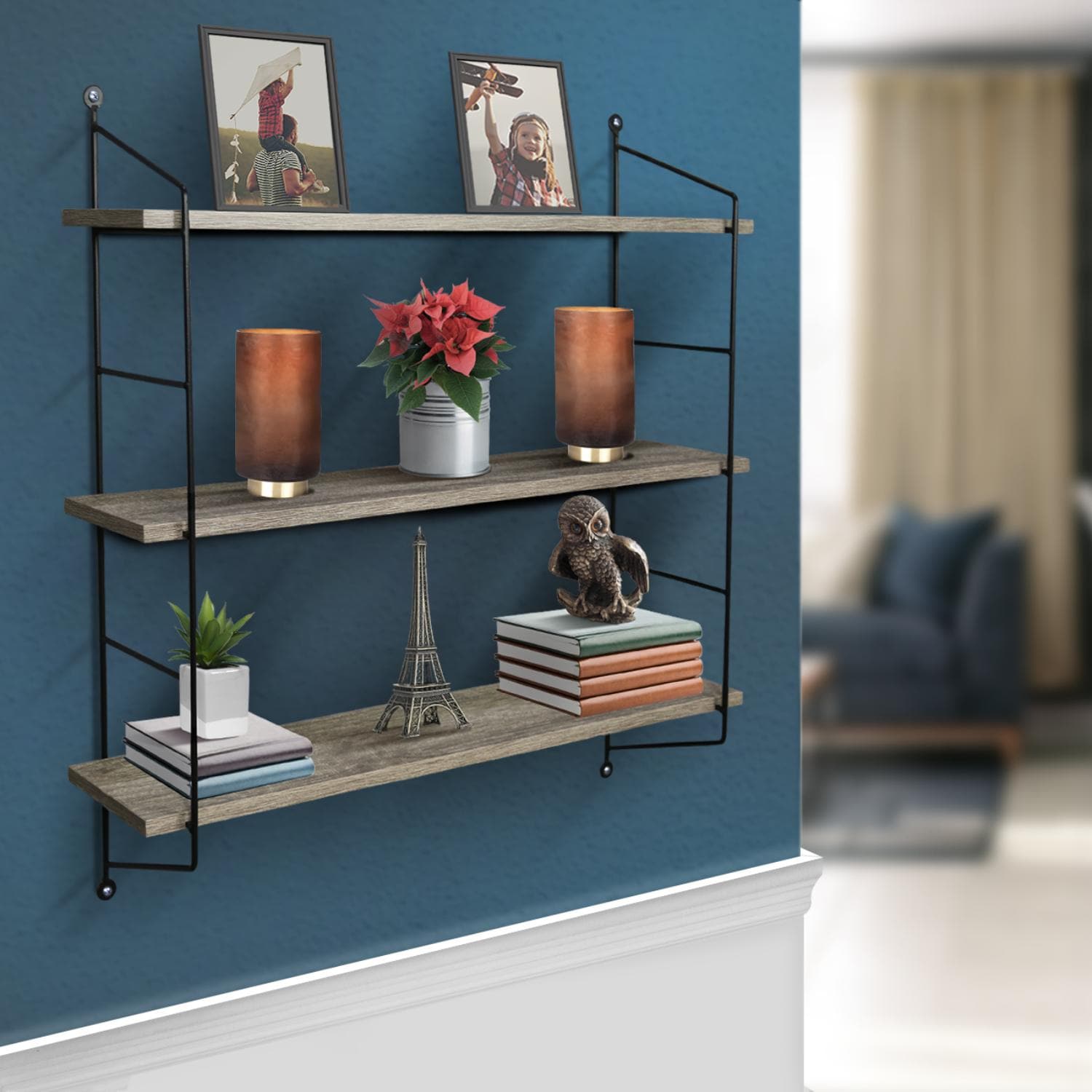SORBUS WD-3TR-GRW Wall-Mounted-Shelving - View #2