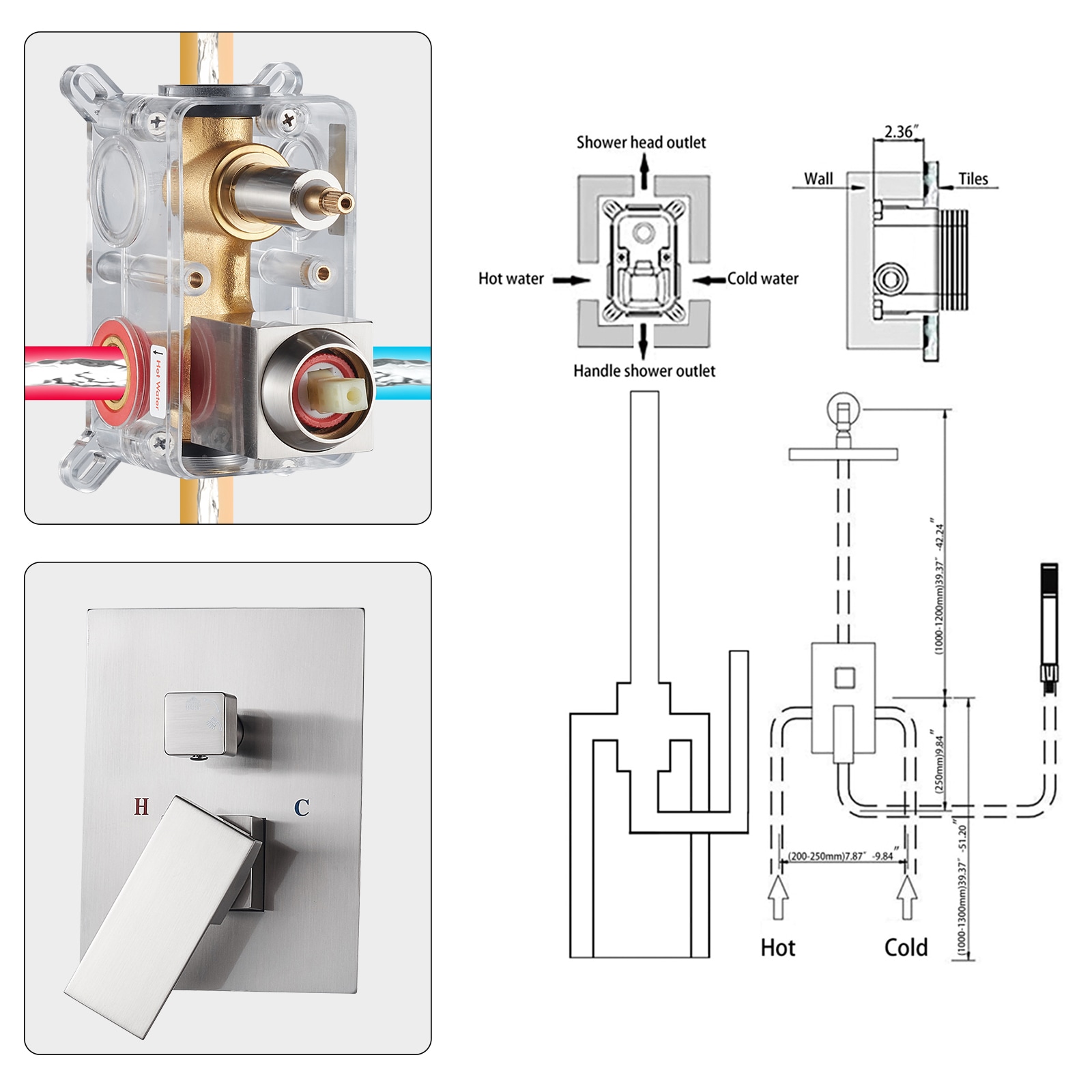 Cobbe LS1-KSA032 Showerhead-Bar-Panels - View #4
