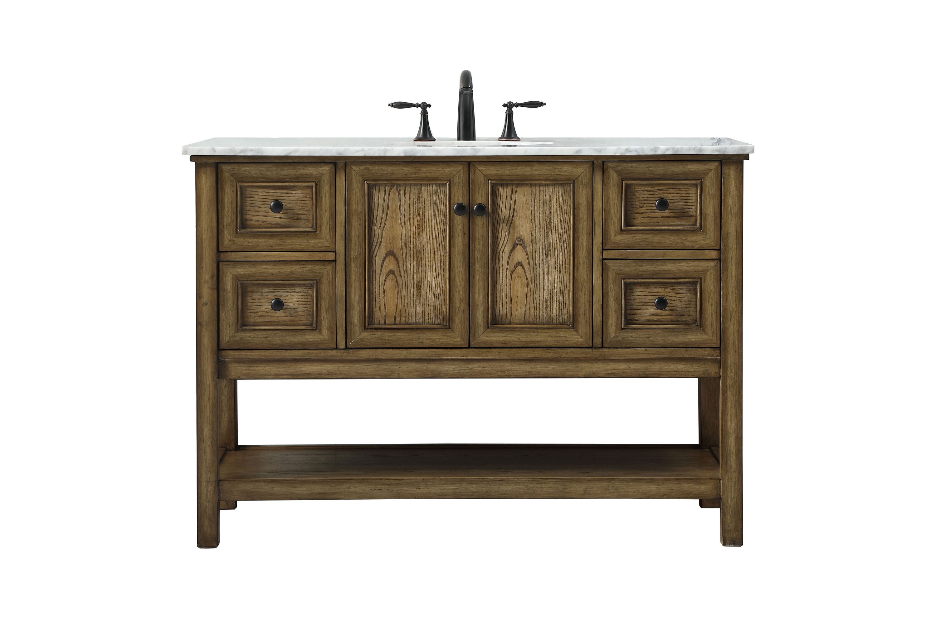 Elegant Decor HF81144DW Home Furnishing 48-in Driftwood Undermount Single sink Bathroom Vanity with Carrara White Marble Top