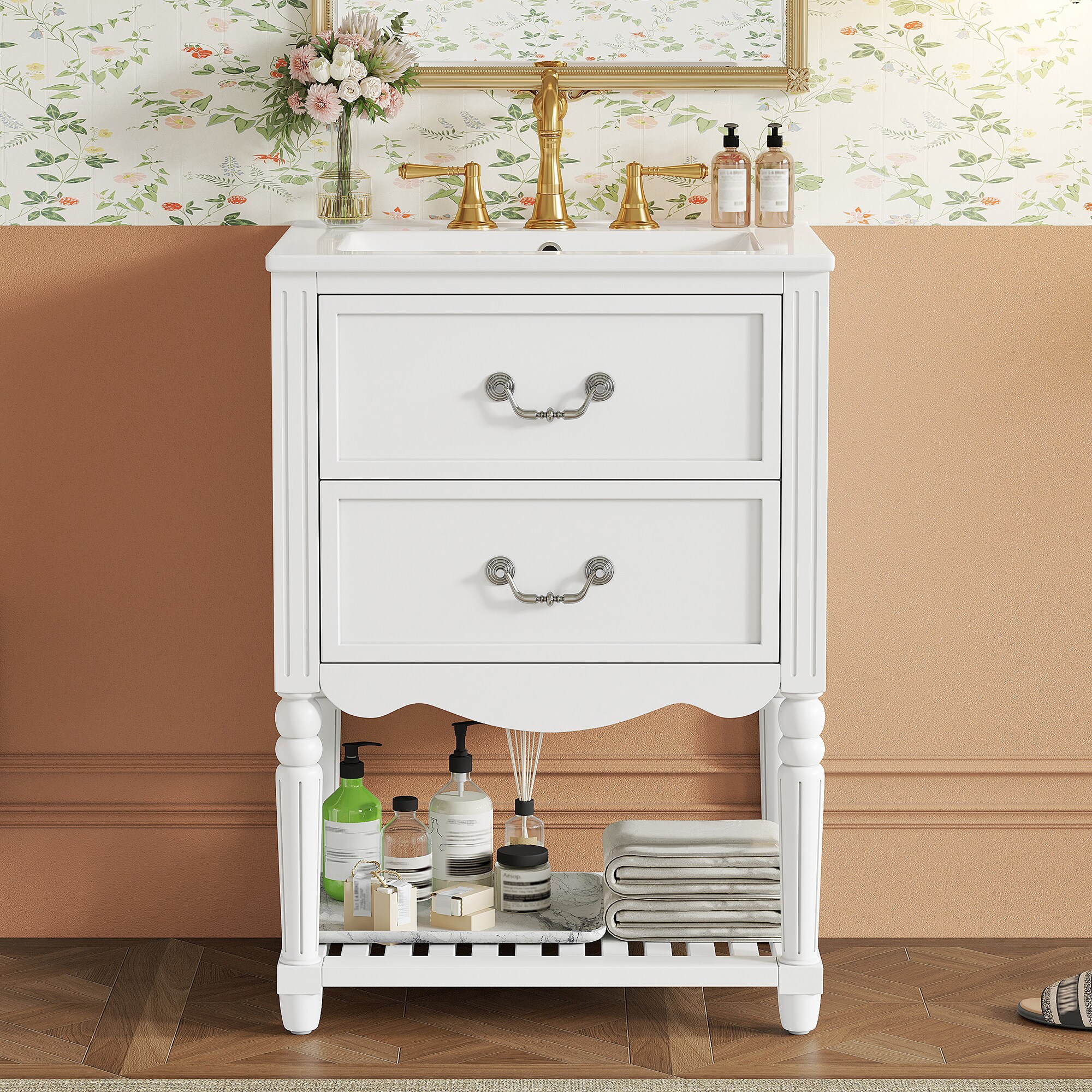 GDFStudio Bellefleur 24 in. Vintange Elegant Wave Design