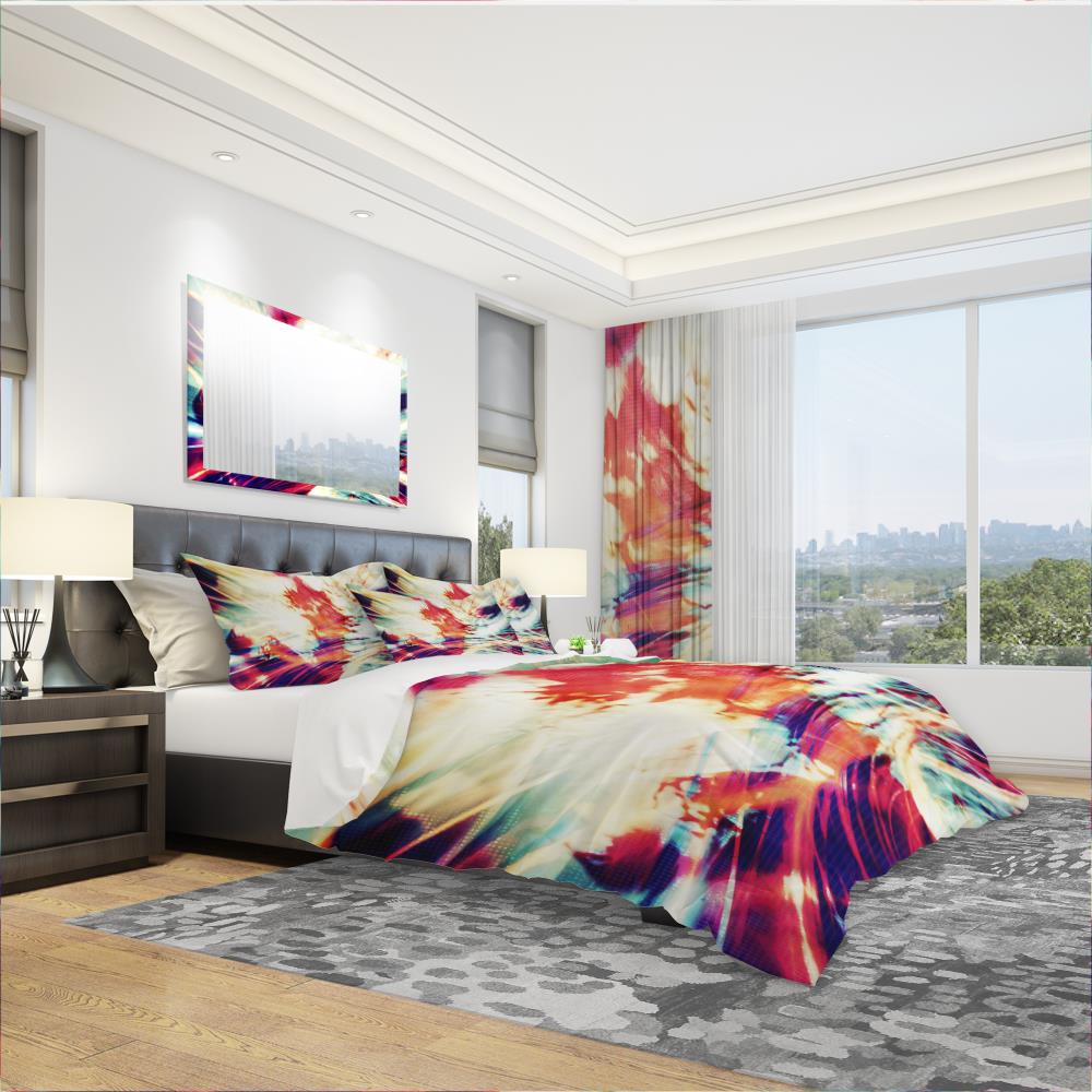 Designart BED3030-Q 3 -Piece Red Queen Duvet cover Set