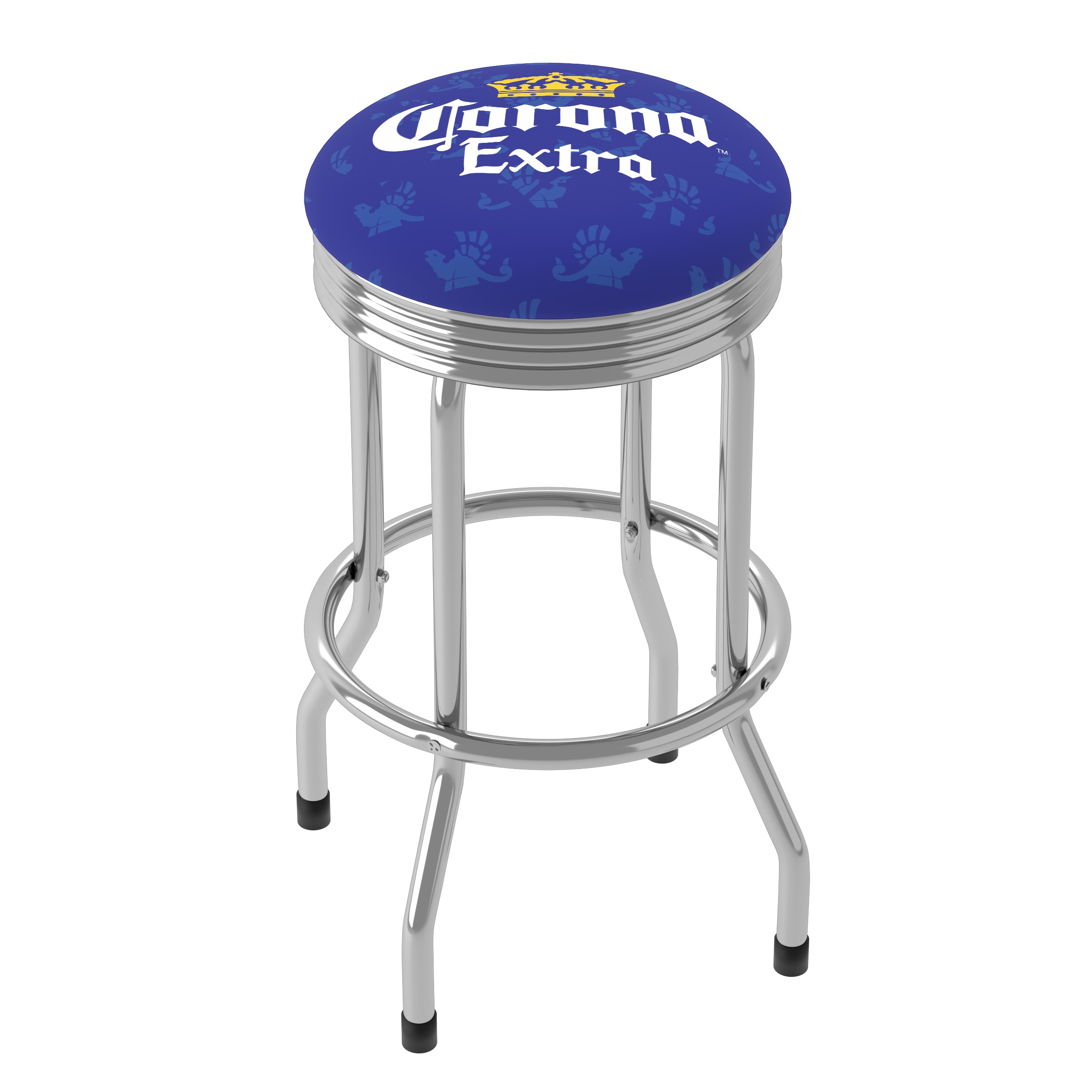 Trademark Gameroom CRN1005-GFN Bar Stools Chrome 28.5-in H Bar height Round seat Swivel Metal Bar Stool