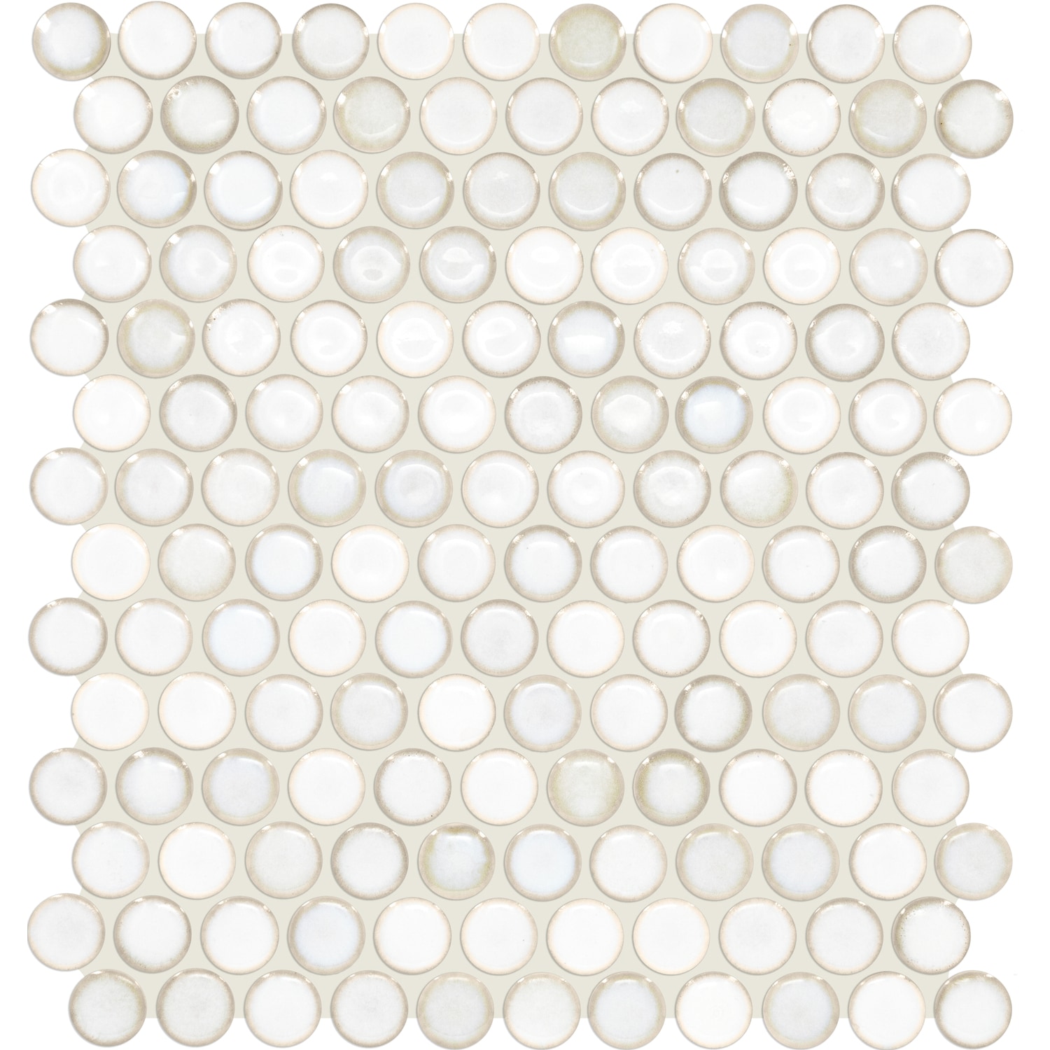 American Olean Union View Cream 11-in x 12-in Glossy Glass Penny Round ...