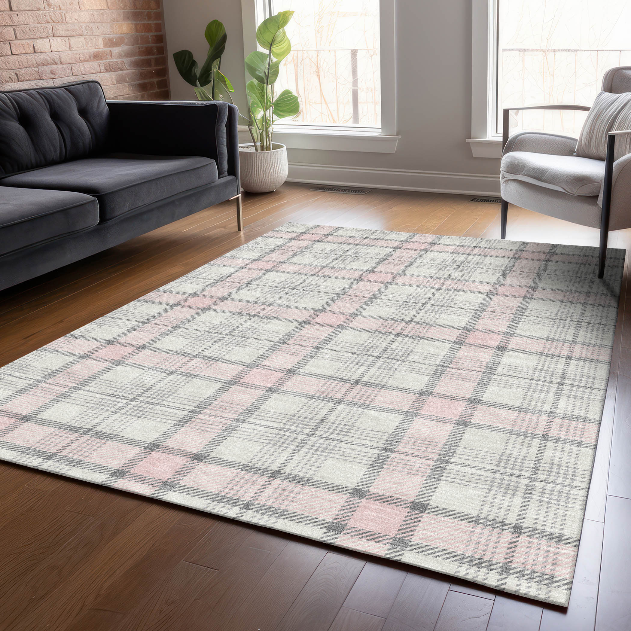 Addison Rugs ACN1052PI3X5 Chantille ACN1052PI 3 x 5 (ft) Polyester Pink Rectangular Indoor/Outdoor Geometric Machine washable Area rug
