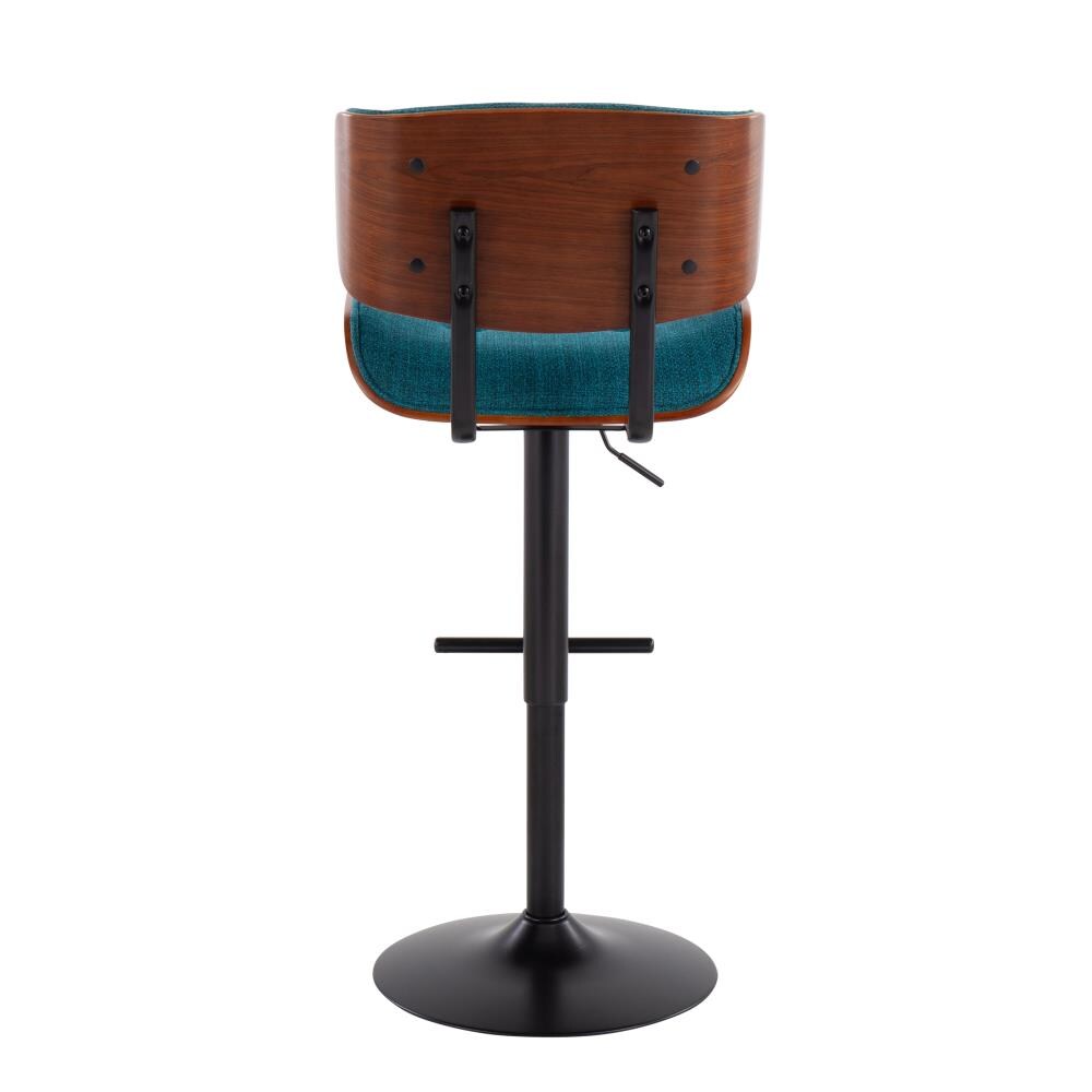 Lumisource Lombardi Black Metal Teal Noise Fabric Walnut Wood 25 In H Tall Saddle Seat