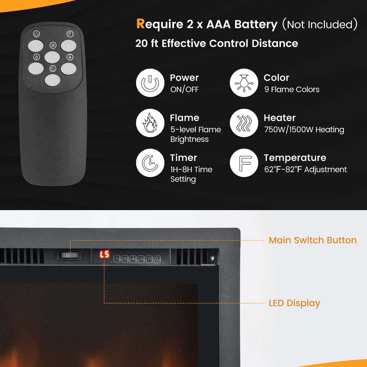 Costway CSHY000106 Electric-Fireplaces - View #4