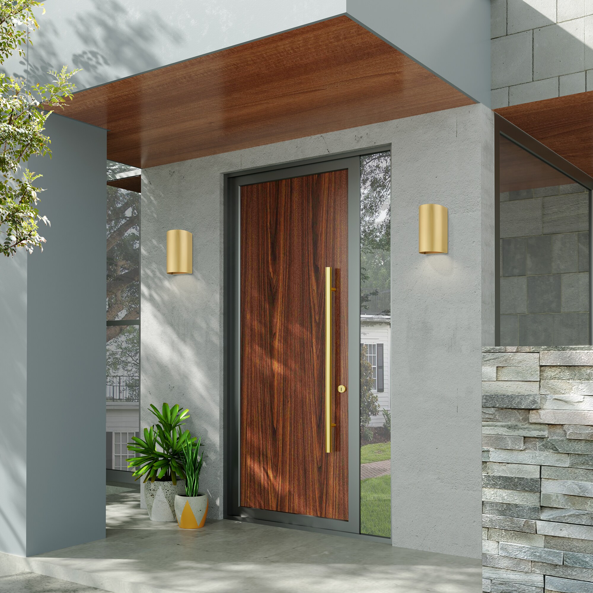 Satin Gold Handcrafted Steel Outdoor Wall Sconce