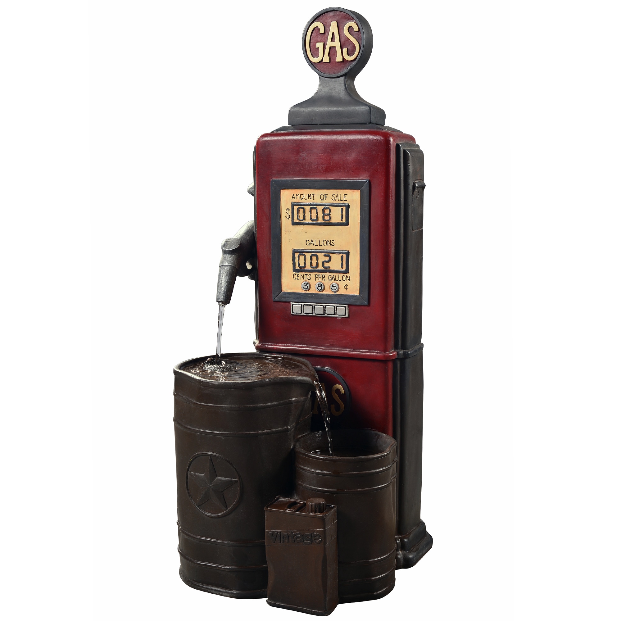Teamson Home Vintage Gas Station Statue 42-in H Resin Tiered Fountain Outdoor Fountain