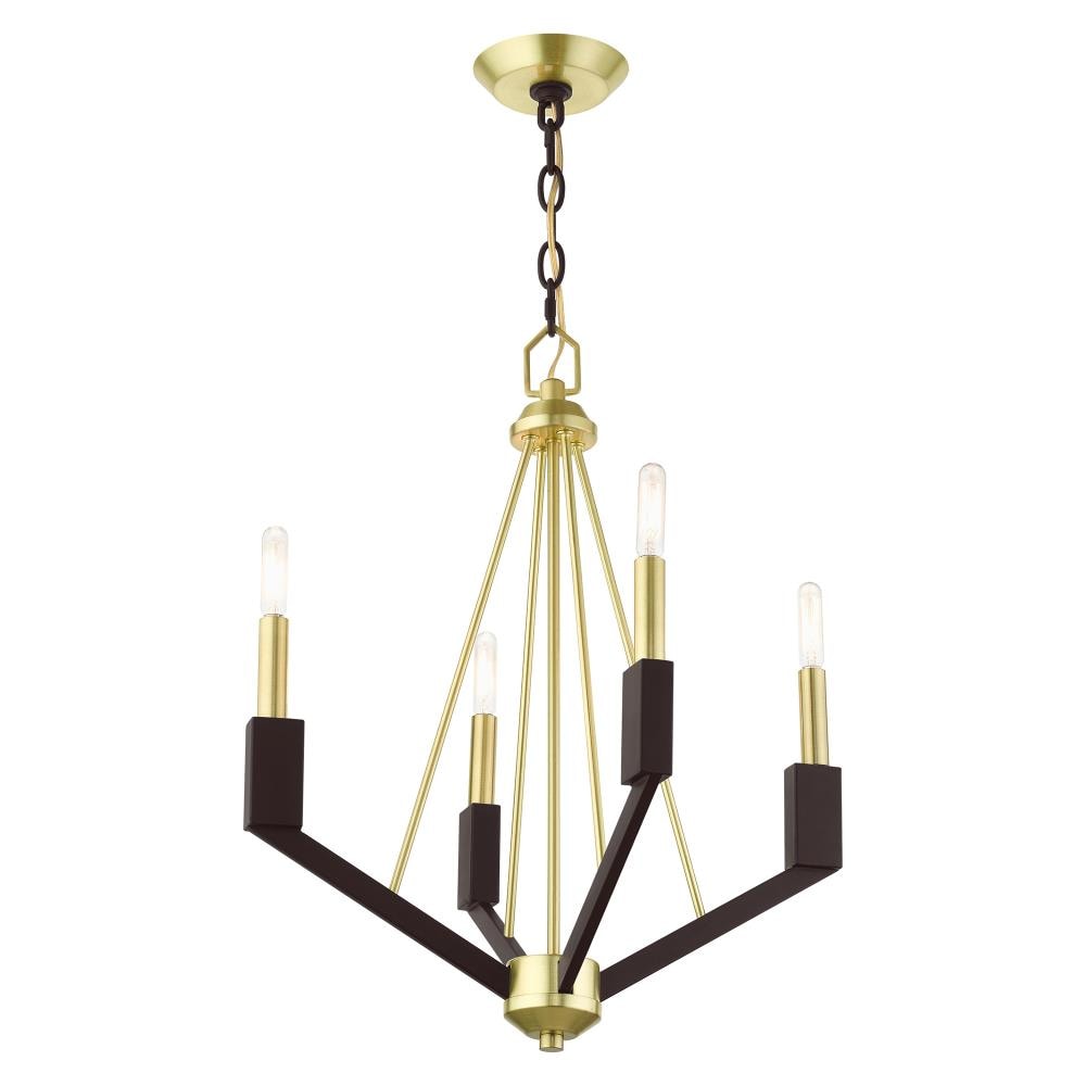 Beckett Satin Brass Mini Chandelier with Bronze Accents