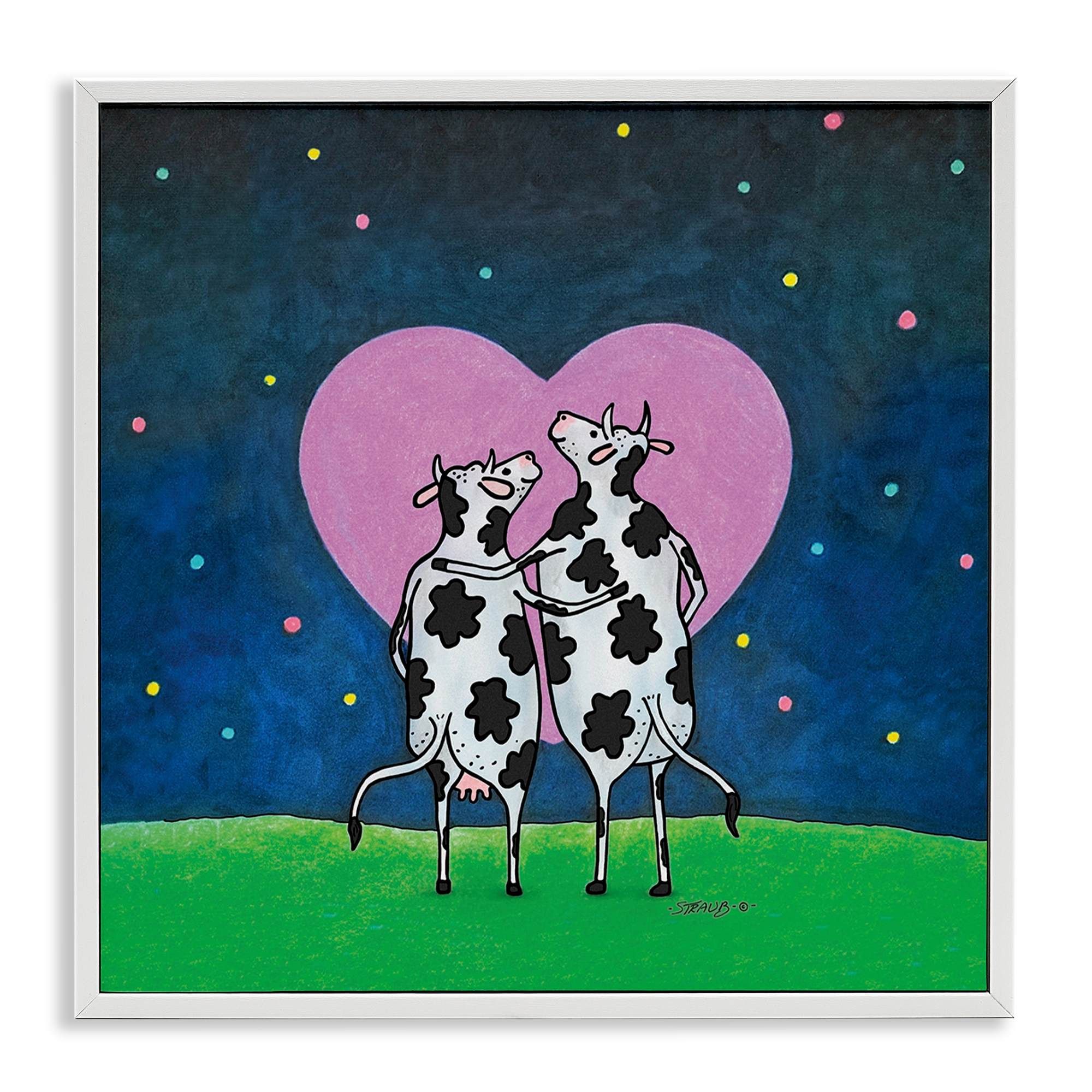 Stupell Industries BT-016-WFR-12X12 Loving Significant Udder White Framed Giclee Art By Roger Straub 12 x 12