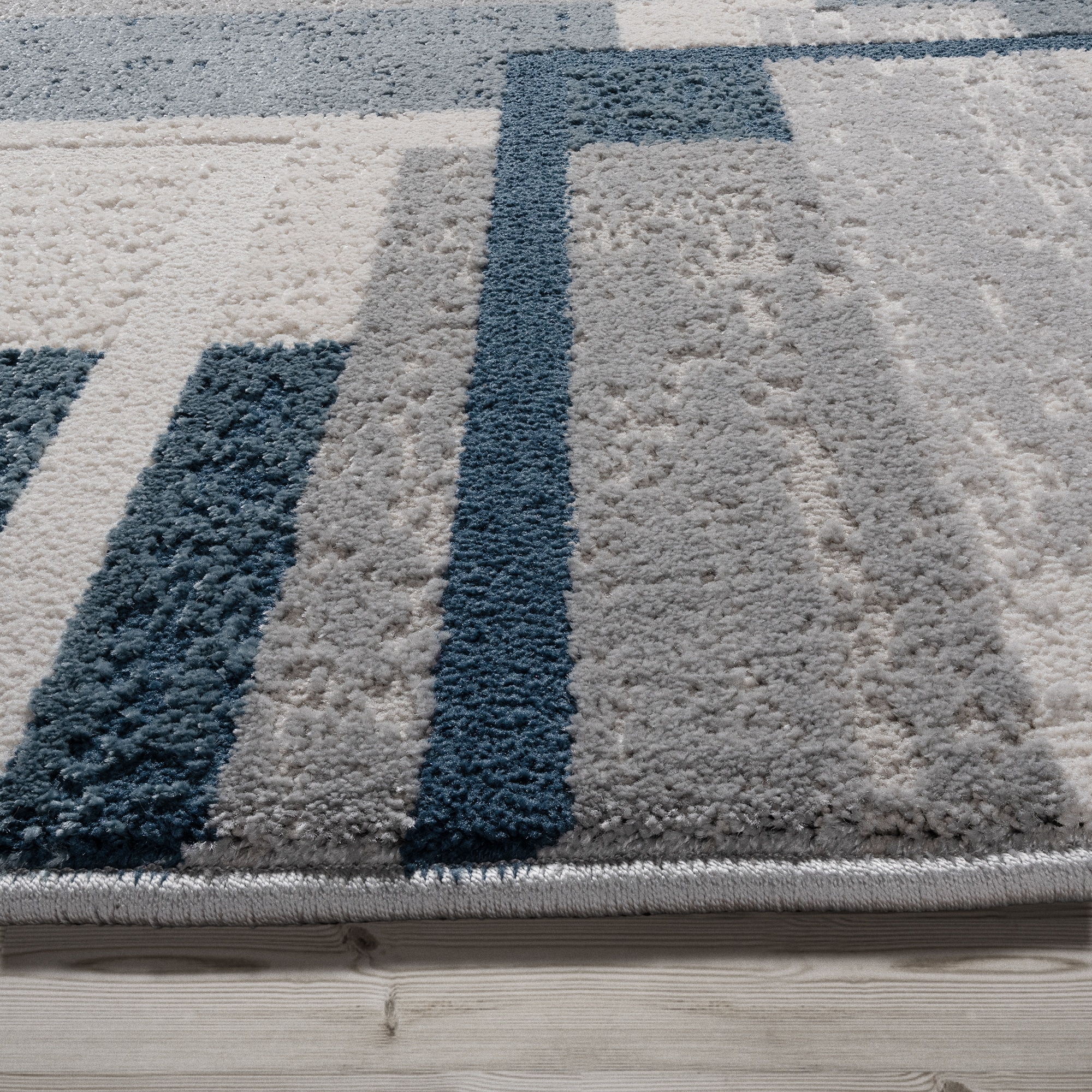 Ethan Blue and Gray Abstract Geometric 5' x 7' Area Rug