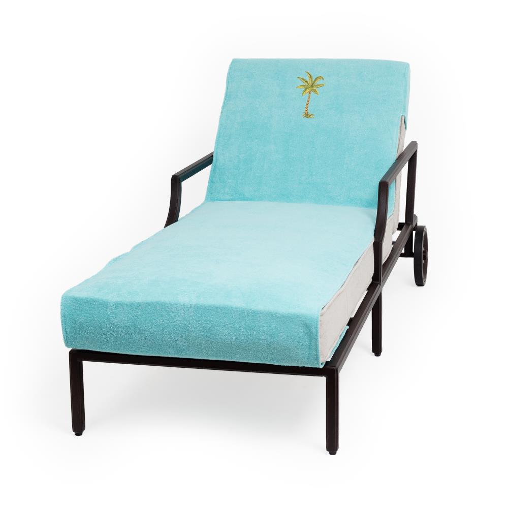 Linum Home Textiles CL45-SNP-PLM Chaise Lounge Cover- Palm Aqua Turkish Cotton Chaise Lounge Patio Furniture Cover