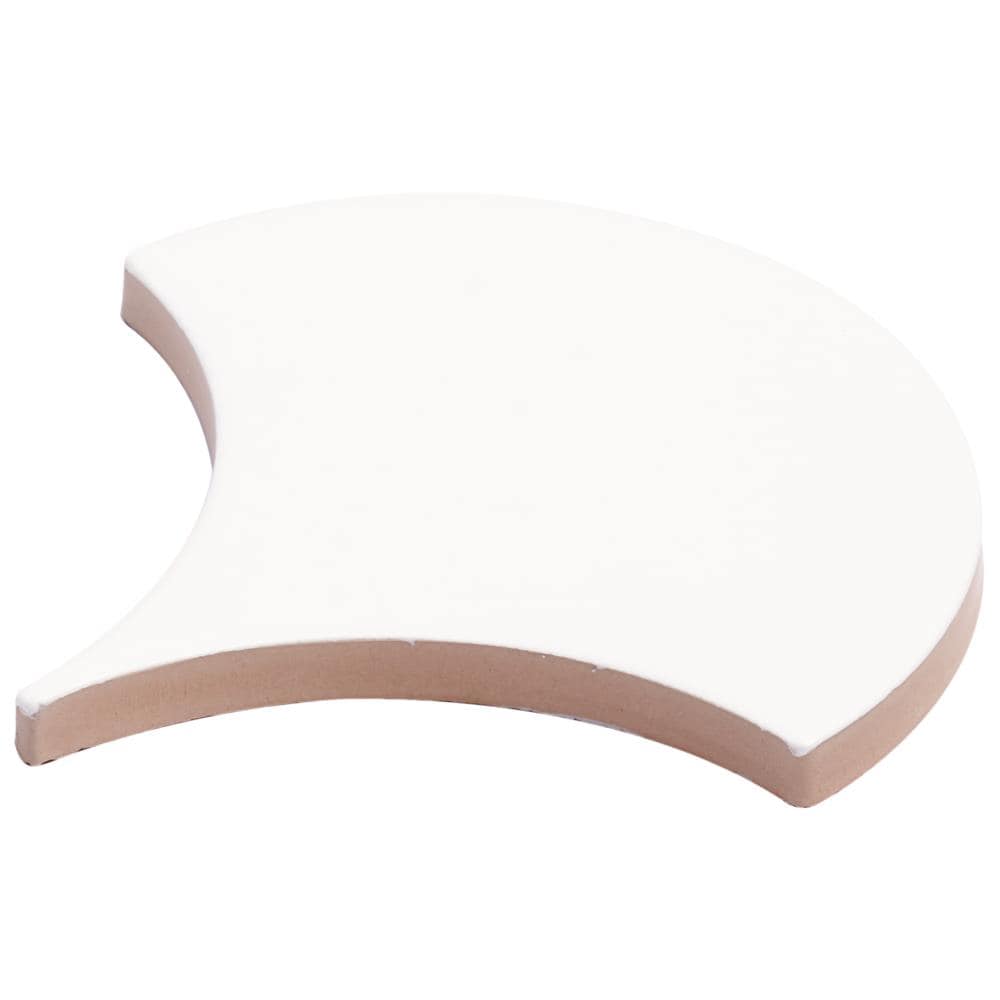 Tidewater Matte White Fish Scale Ceramic Wall Tile - 2" x 5"
