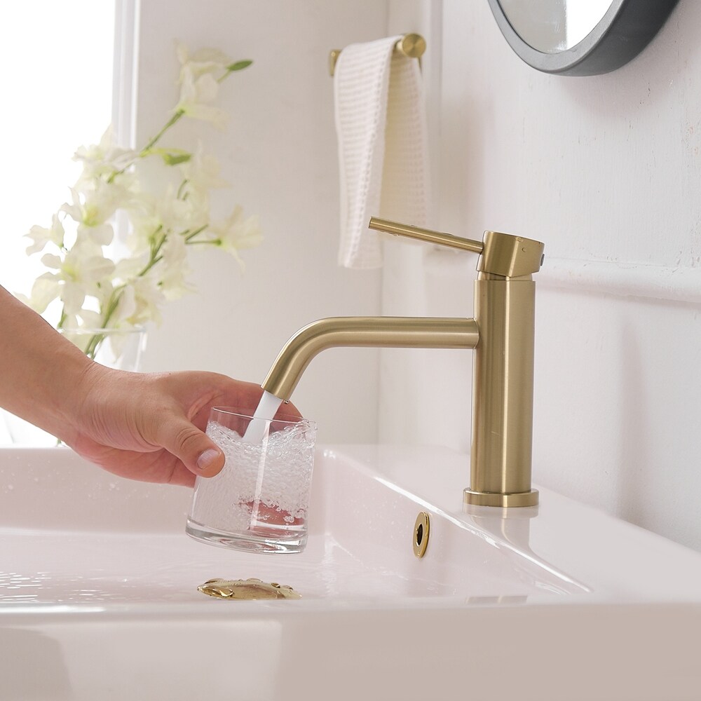 Brushed Gold Single Handle Deck-Mounted Bathroom Faucet