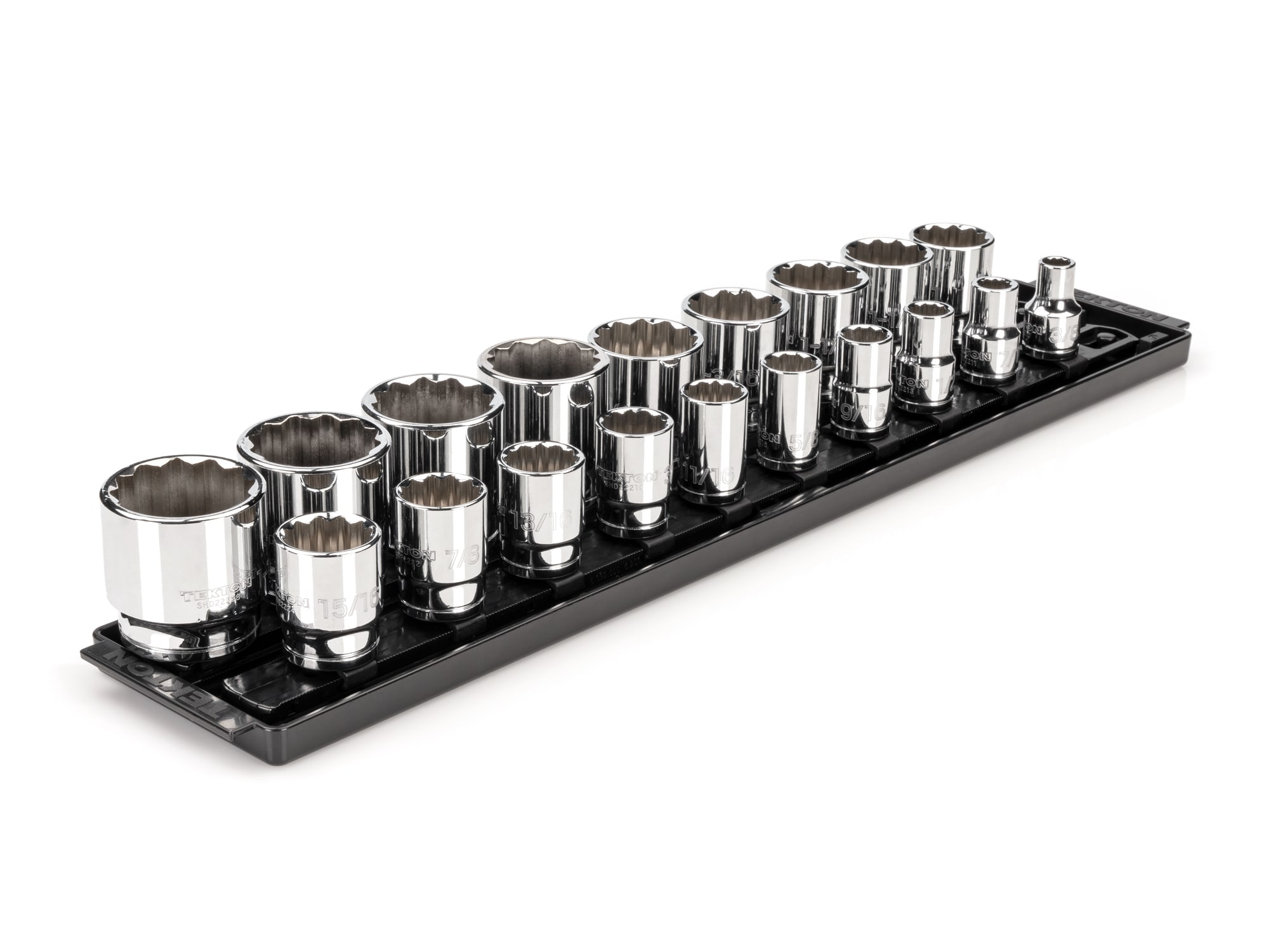 TEKTON SHD92126 1/2-in Drive Standard (SAE) Shallow Socket Set 19 -Pieces
