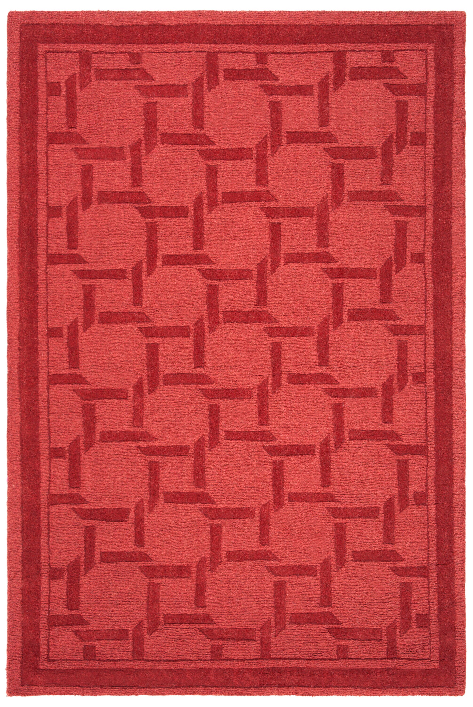Sealing Wax Red Hand-Tufted Wool Geometric Area Rug 5' x 8'